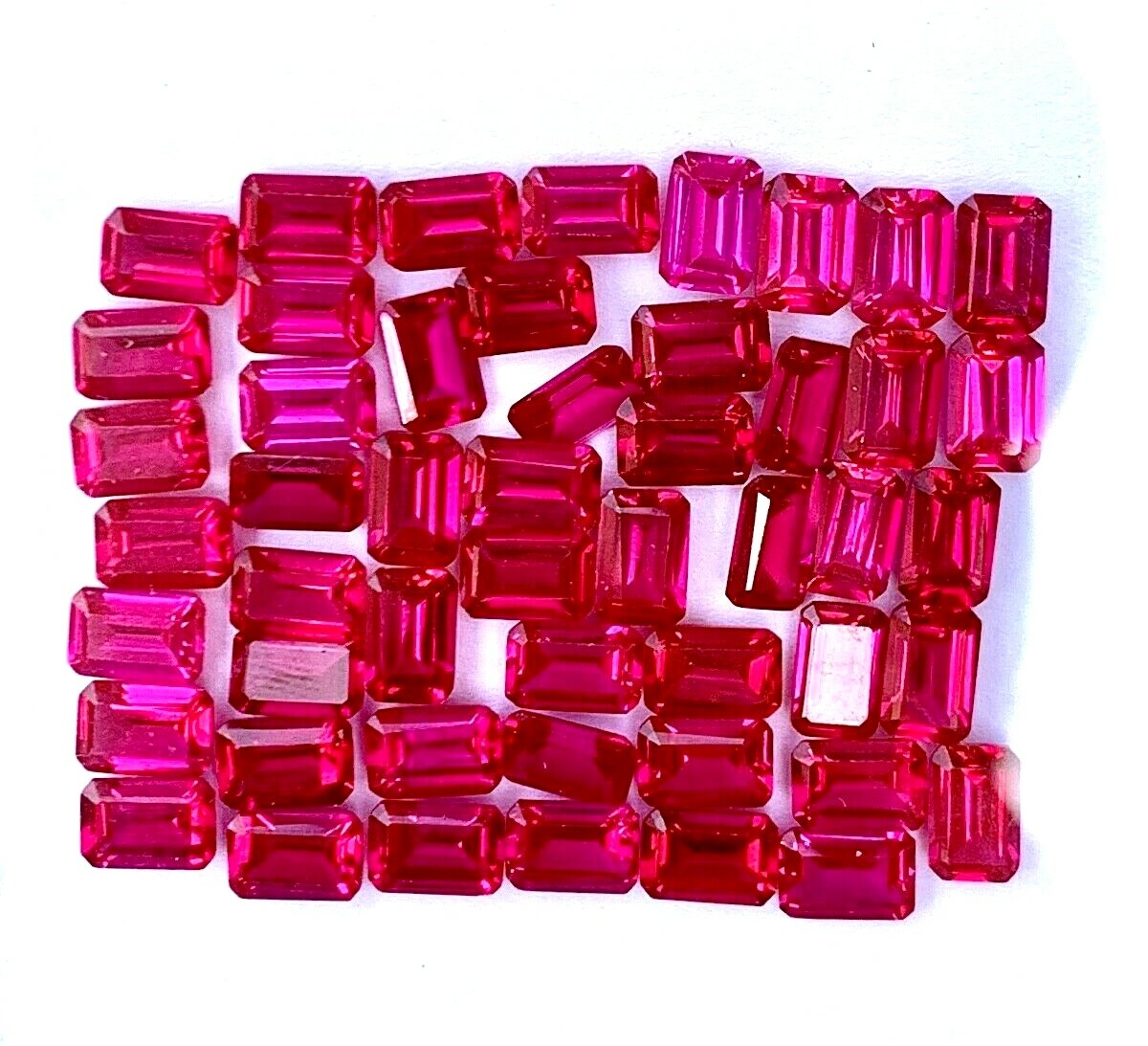 40 Pcs Natural Mogok Red Ruby Emerald 8.00 x 6.00 MM Certified Treated Gemstone