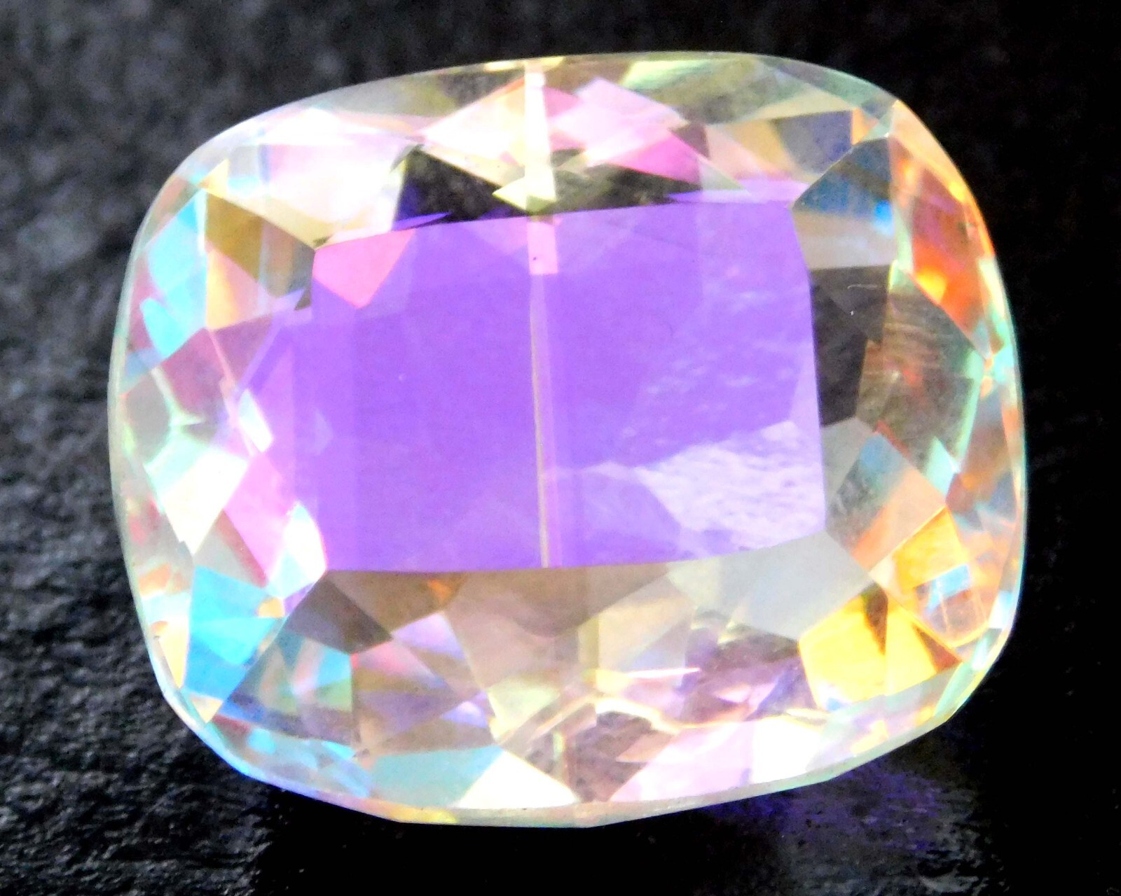 54.0 CT+ Natural Mystic Topaz Rainbow Color CUSHION Cut Certified GemstoneMY03