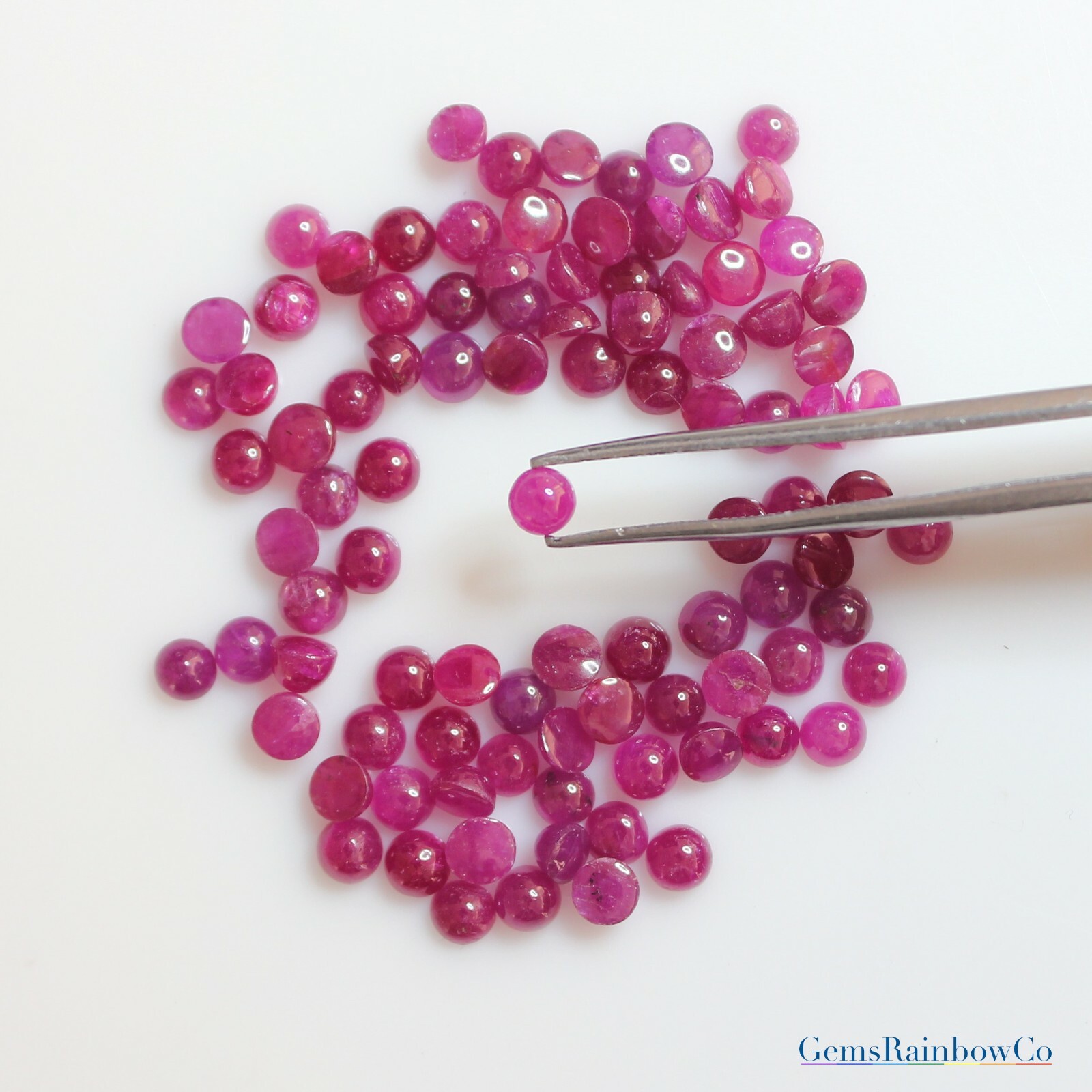 Red Round Ruby Cabochons, Natural loose gemstone in sizes 3mm to 4mm AAA Quality