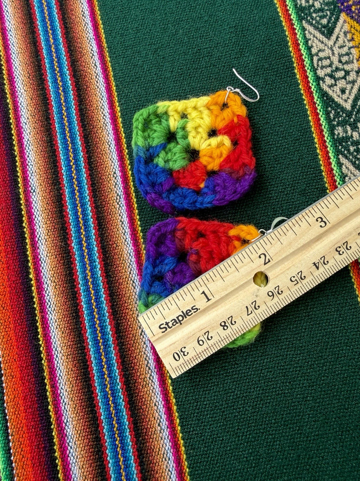 Vintage Crochet Mini Granny Squares Repurposed Earrings