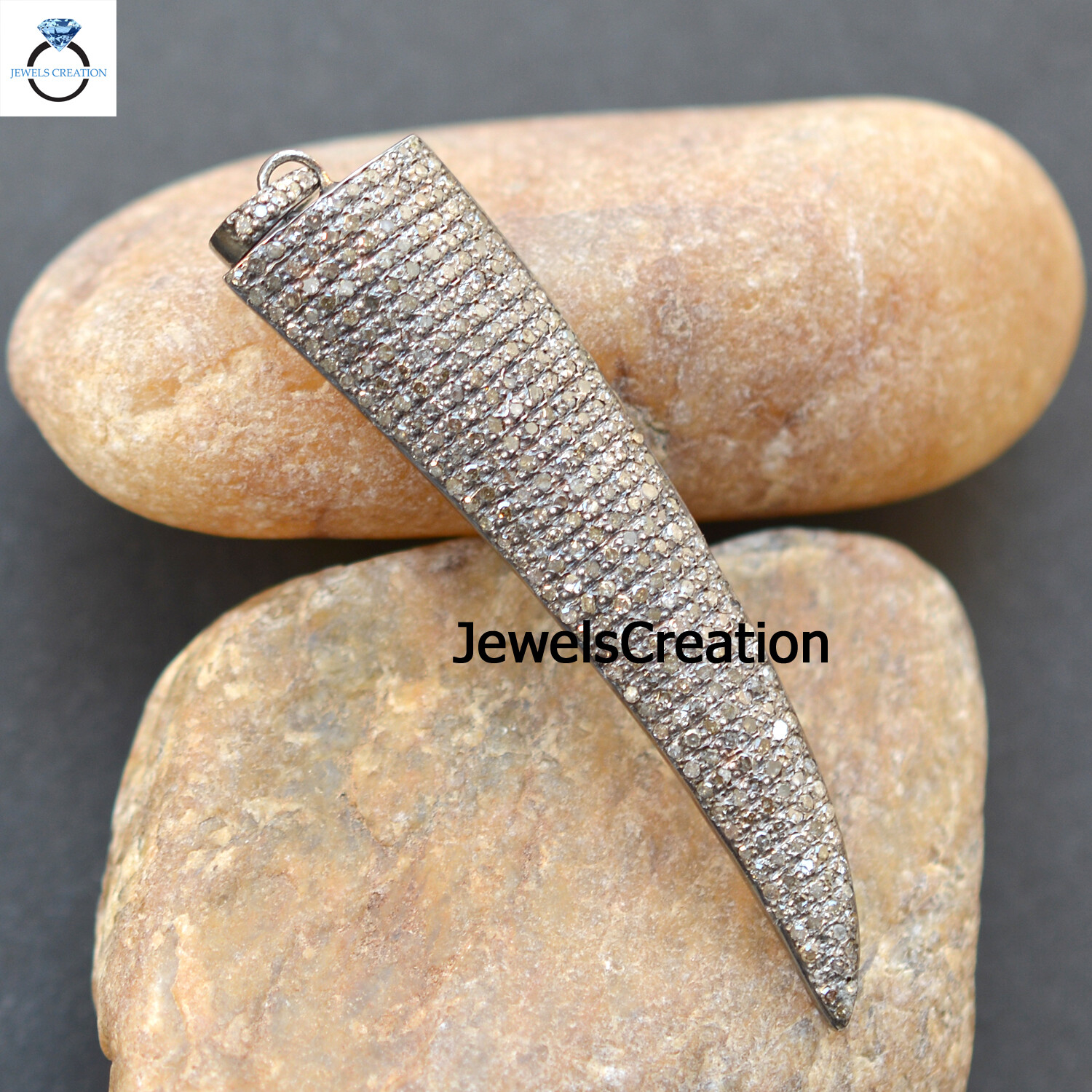 Sale!! Diamond Horn Pendant 925 Sterling Silver Pendant 16″ Link Chain Jewelry