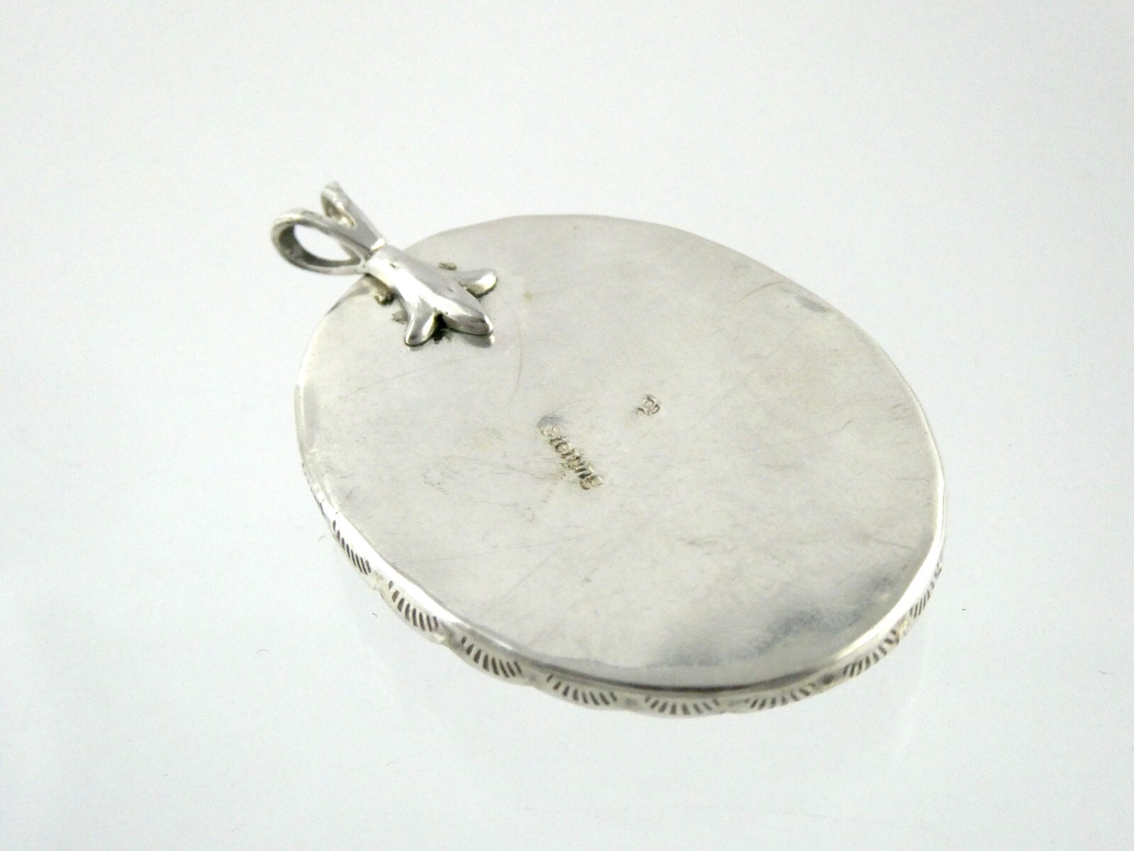 Southwestern Sterling Silver Mahogany Obsidian Cabochon Pendant 925 1.75 Inch