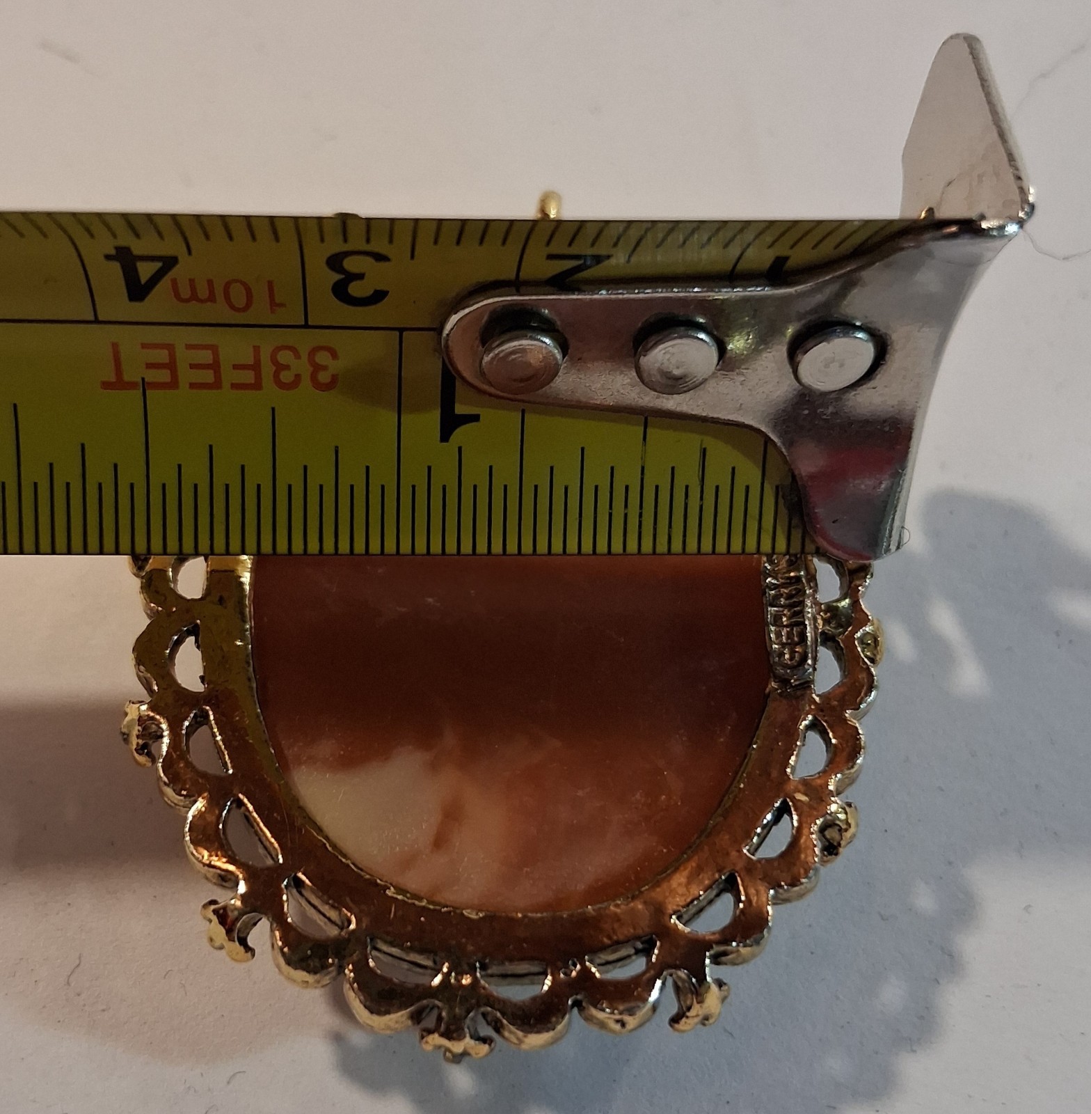 Gerry’s Signed Vintage Faux Resin Cameo Framed Woman Brooch Pin Pendant
