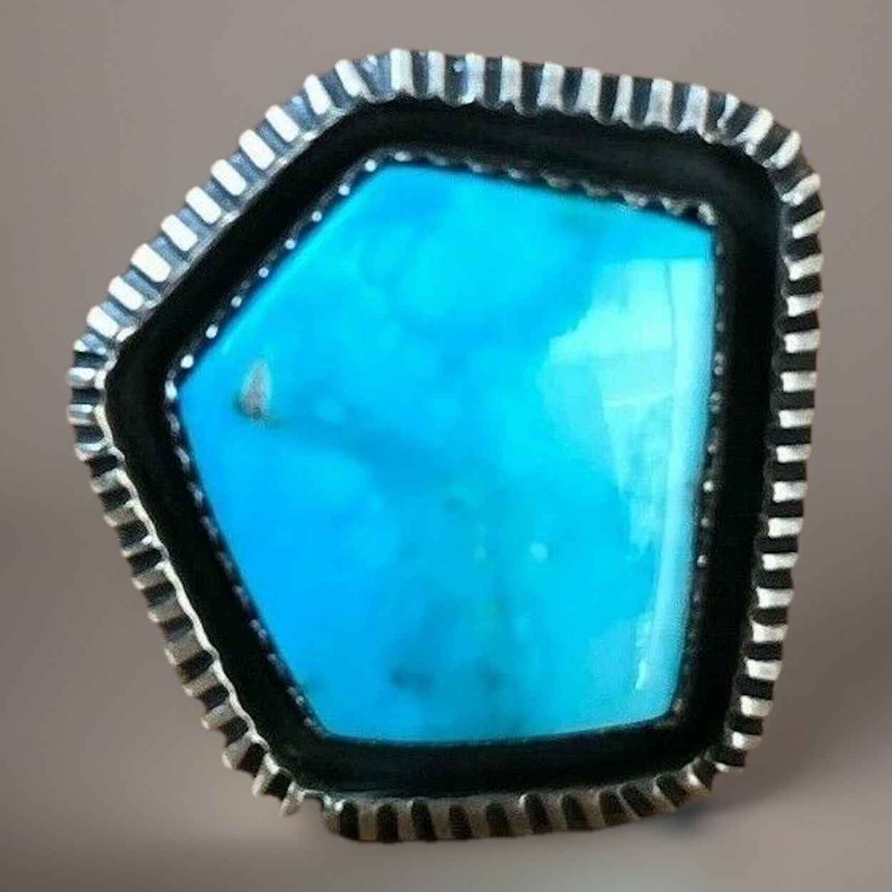 Sterling Silver TURQUOISE RING size 8.5 BEAUTIFUL BLUE Pentagon Shaped