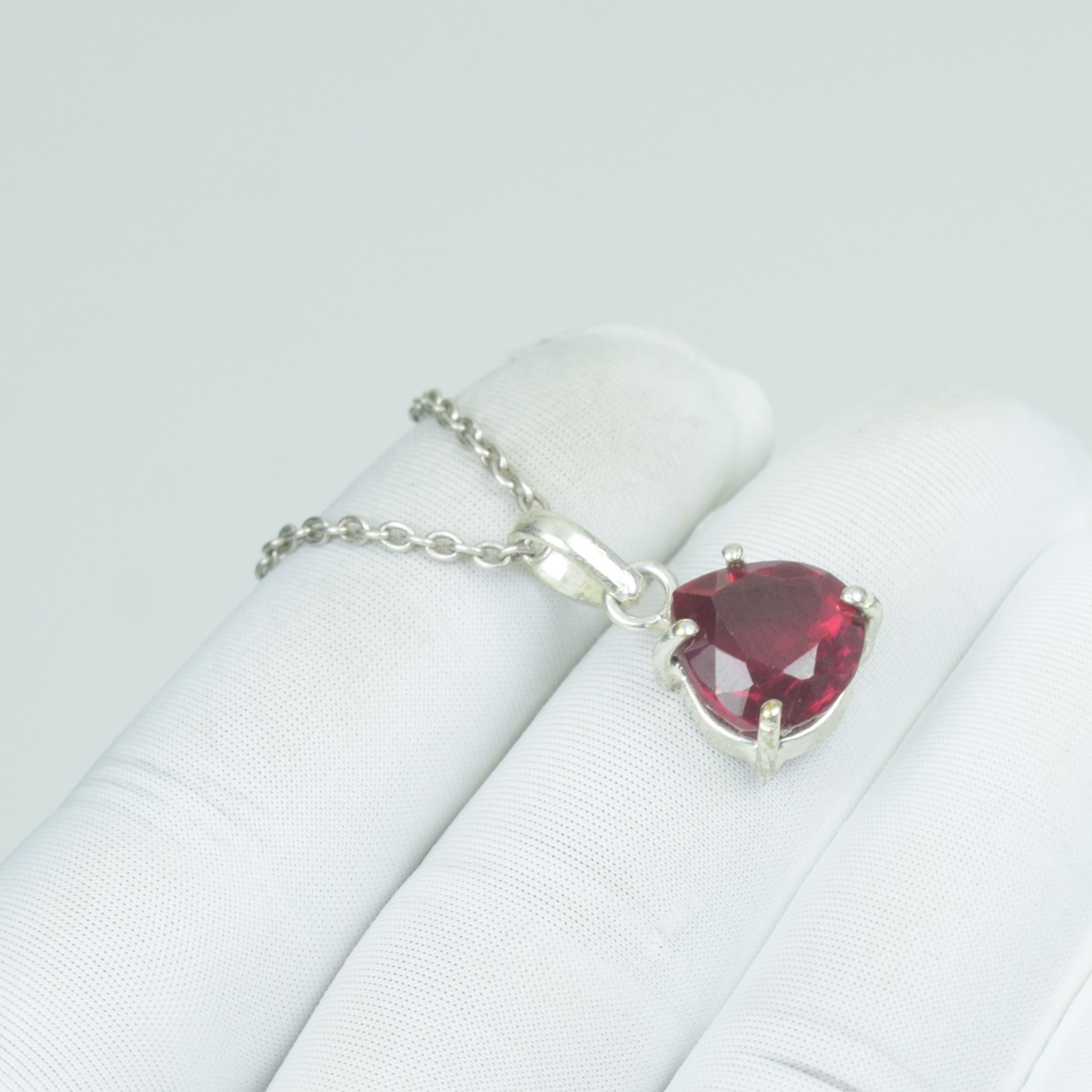 Healing Gift For Wife Garnet Jewelry, Minimalist 925 Sterling Silver Necklace,