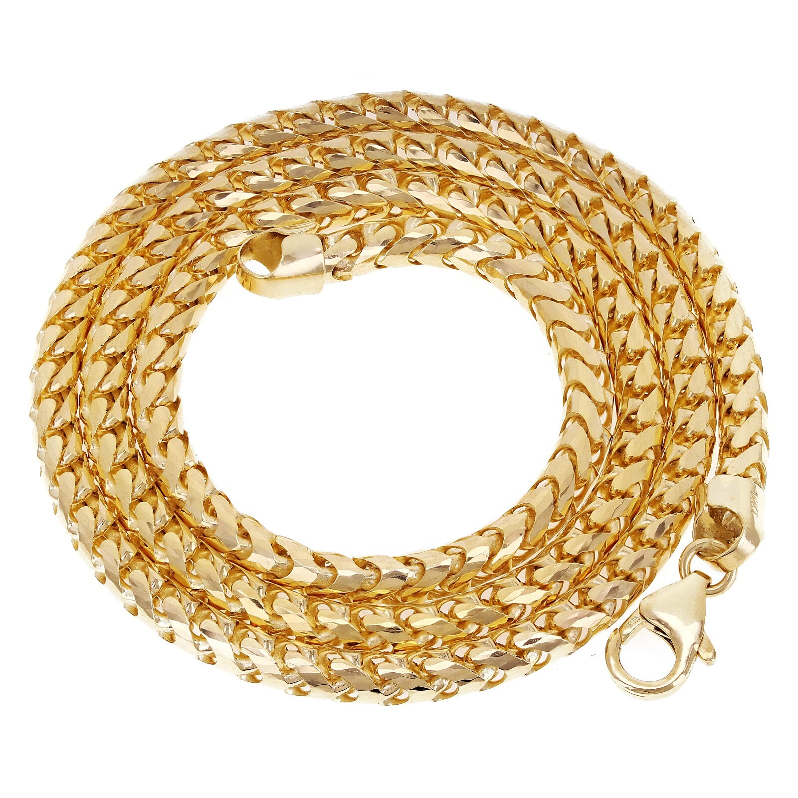 Italian 14k Yellow Gold Solid Diamond Cut Franco Chain Necklace 20″ 4mm 42.6gram
