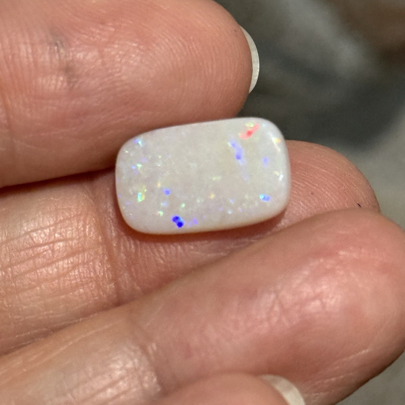 4.1ct 15.1×9.3×3.3mm Solid White Coober Pedy Stardust Australian Opal Cabochon