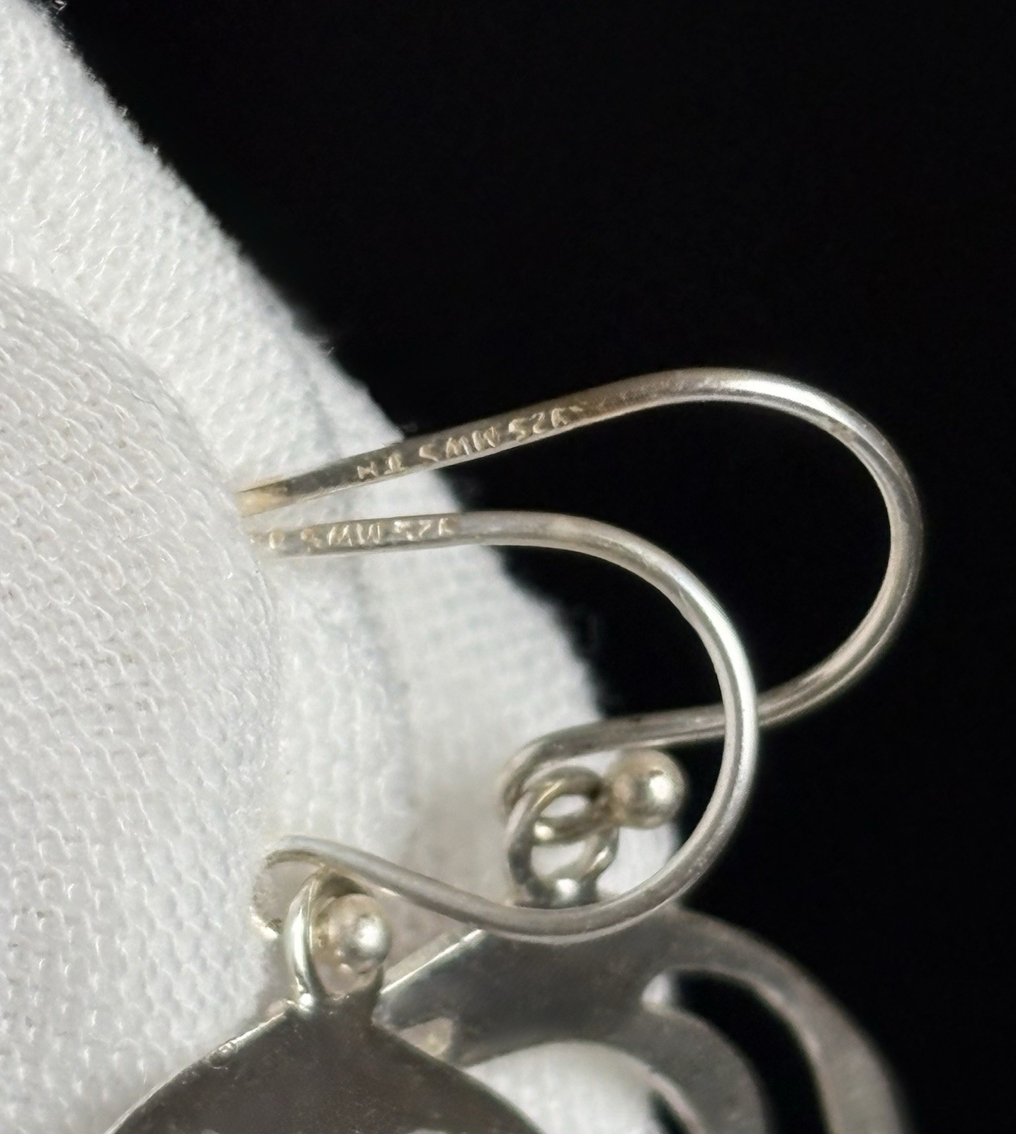 925 Sterling Silver Round Hammered Interlocking Circle Earrings 2” MWS Thailand