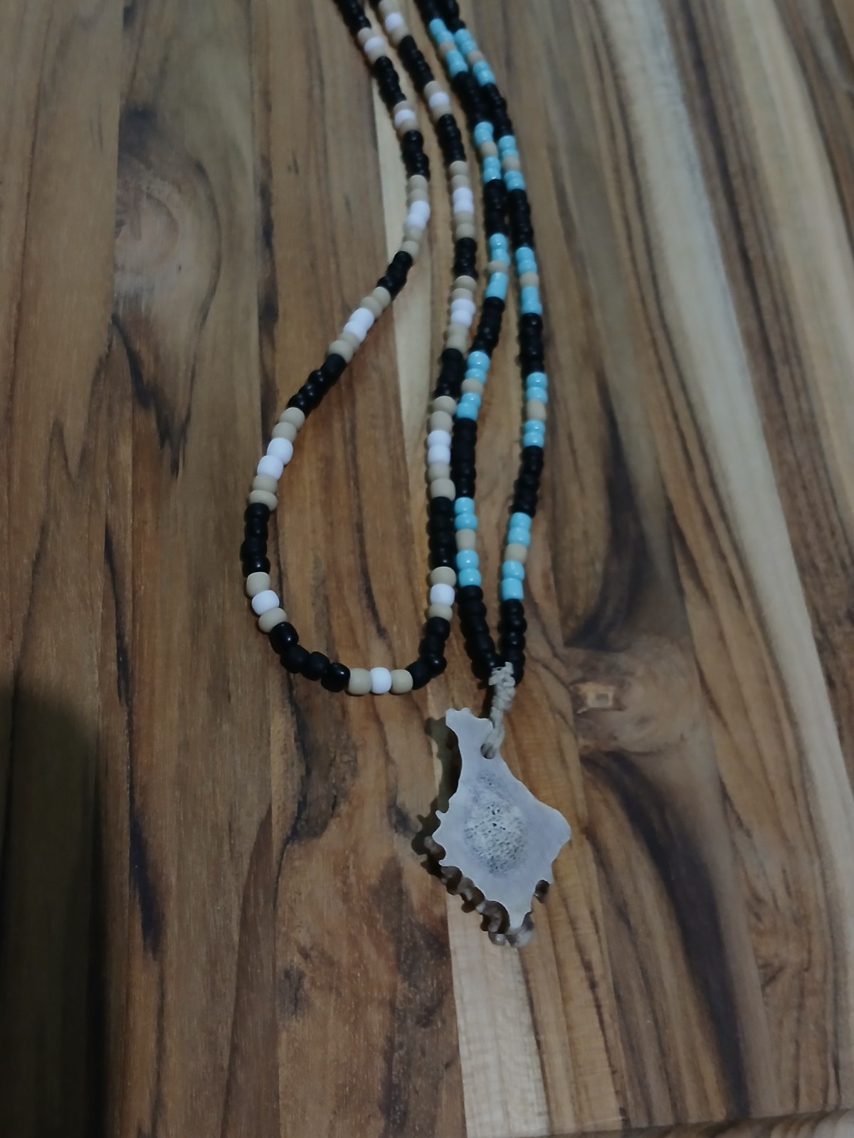 Glass beaded Necklace Hemp Mens Womens Unisex Black Tan Turquoise Color 2pcs