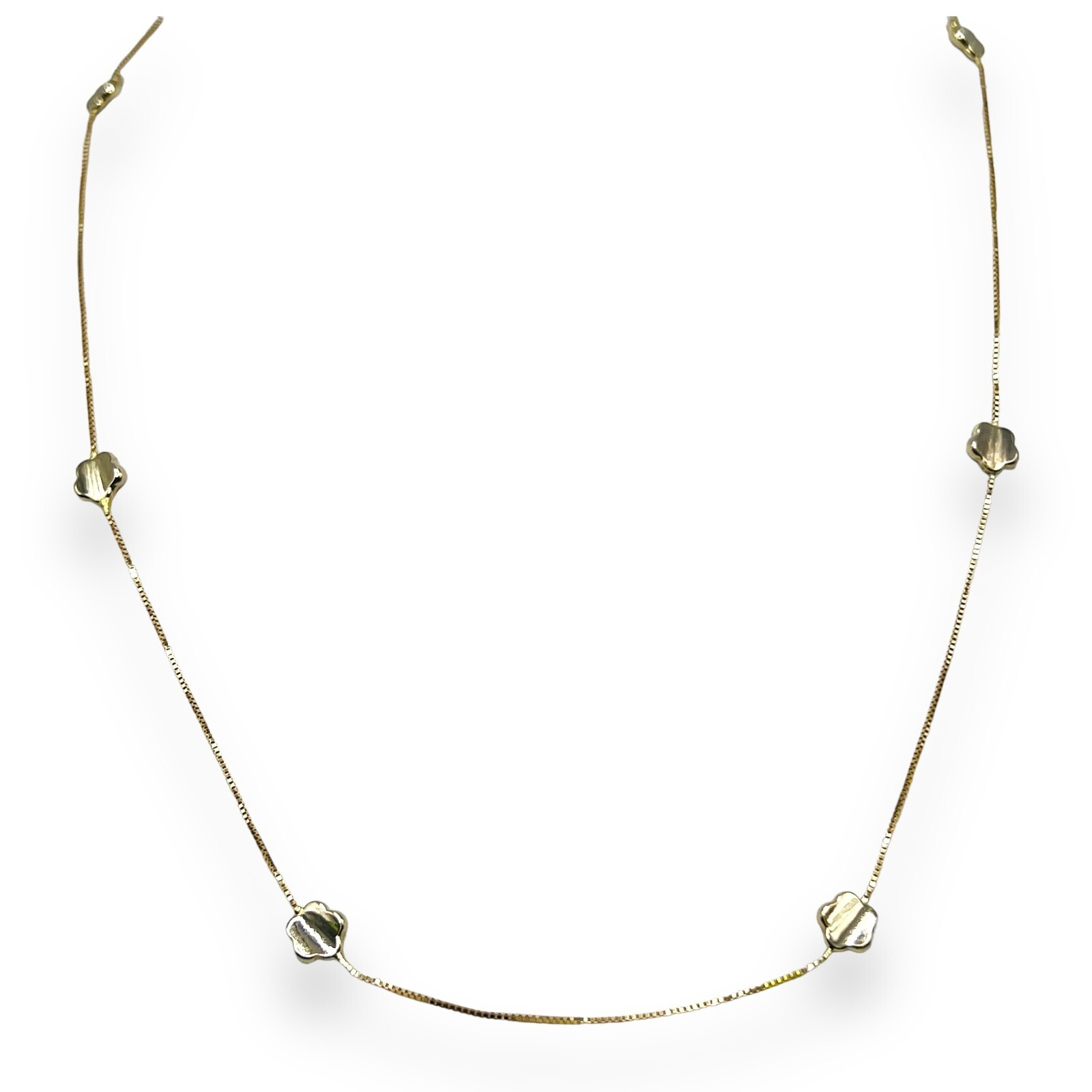 14K Solid Real Yellow Gold Tin Cup Chain Necklace 16″