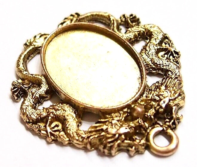 4 of 40x30mm Antique Gold Art Deco Victorian Vintage Dragon Pendant Settings