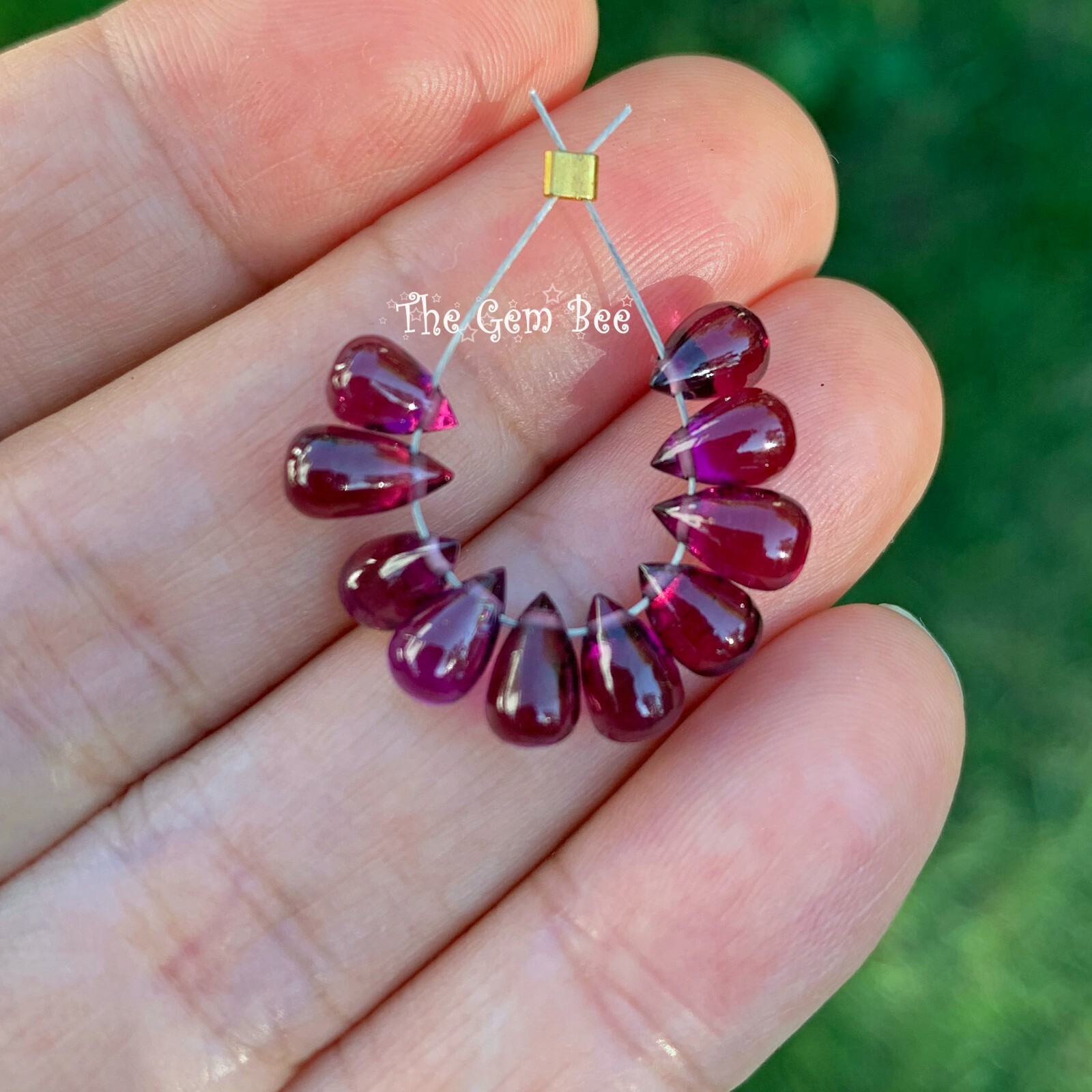 Gem Rhodolite Garnet Smooth Full Teardrop Briolette Beads (10)