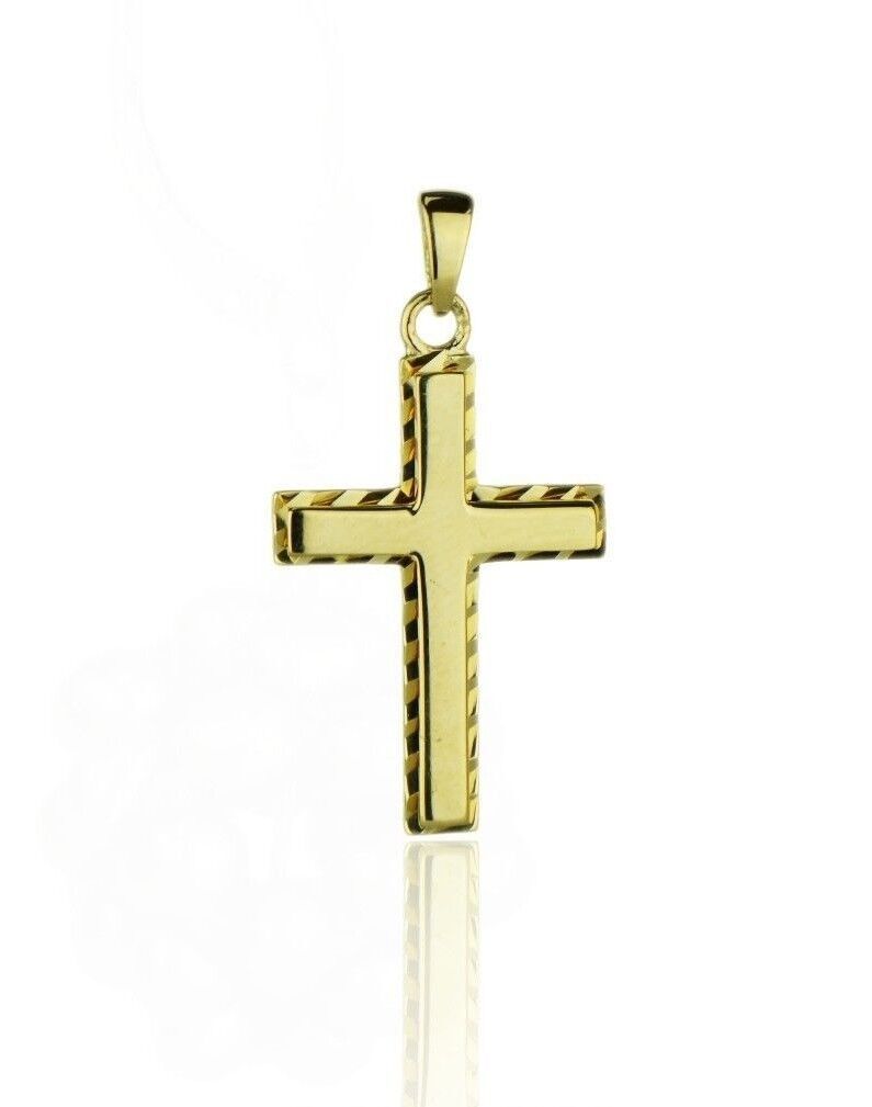 14k Yellow and White Gold Diamond Cut Cross Pendants