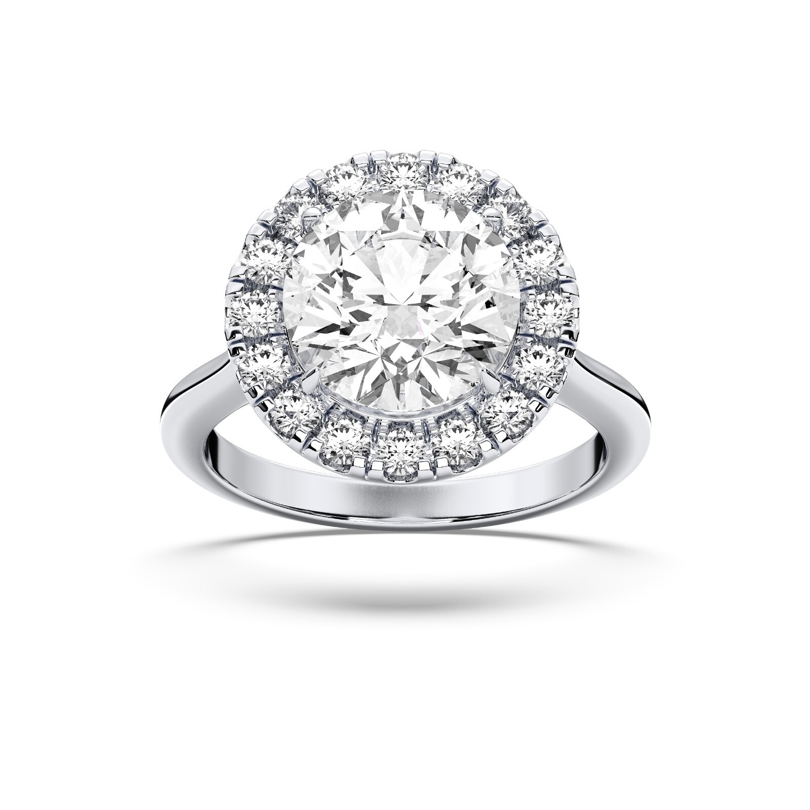 4.70 Carat Round Cut Moissanite Diamond Halo Engagement Ring in Silver For Women
