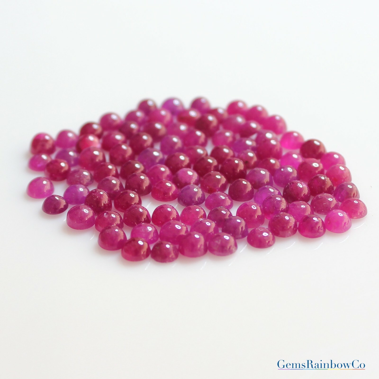 Red Round Ruby Cabochons, Natural loose gemstone in sizes 3mm to 4mm AAA Quality