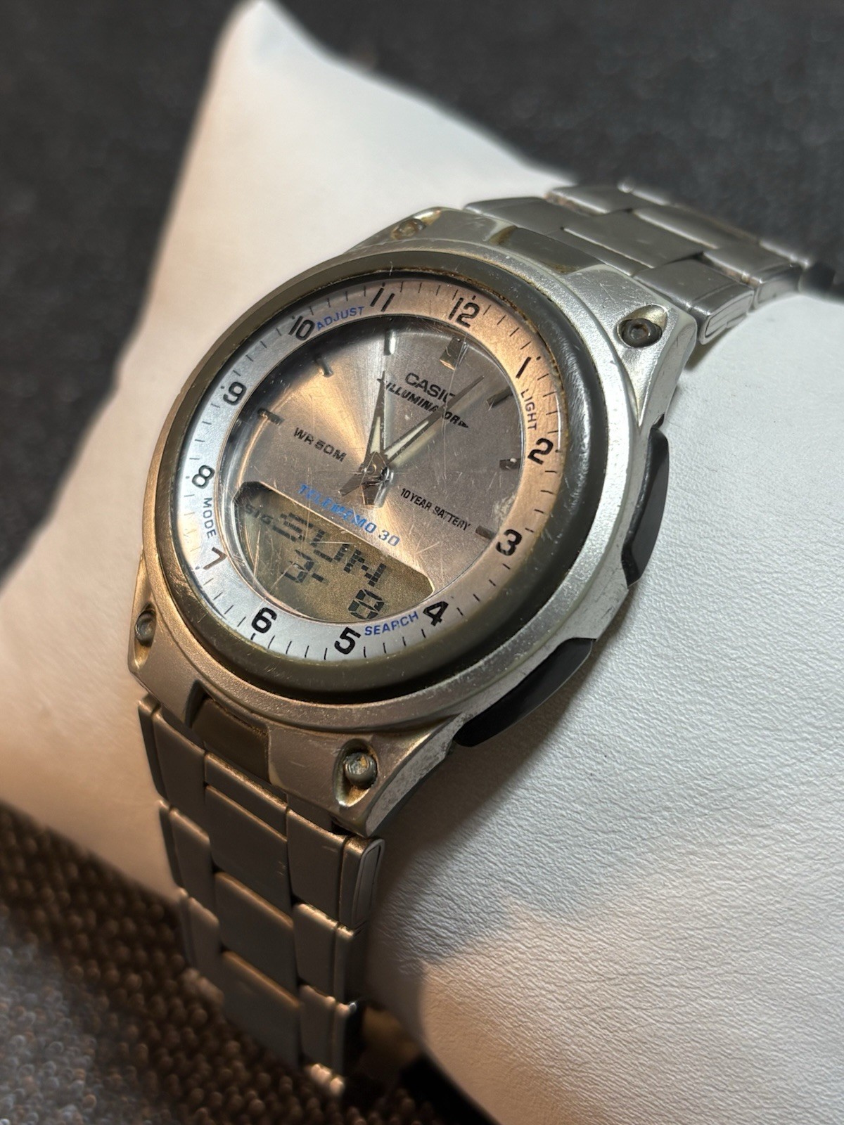Casio Illuminator 2747 AW-80 World Time Telememo 30 Ana-Digi Watch Runs,#2