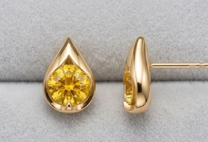 4ct Round Simulated Yellow Sapphire Drop Stud Earrings 14k Yellow Gold Finish