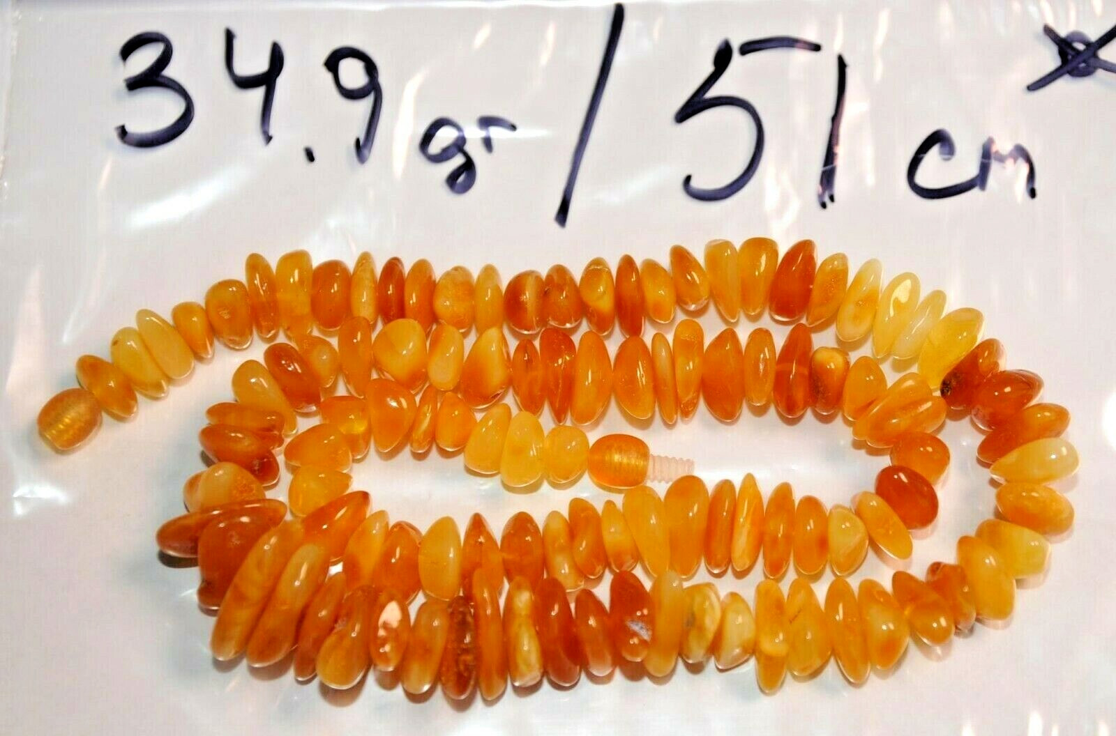 ✅51 cm=34gr RUSSIAN SOVIET BALTIC AMBER BEAD NECKLACE 琥珀 BRACELET STONE PENDANT