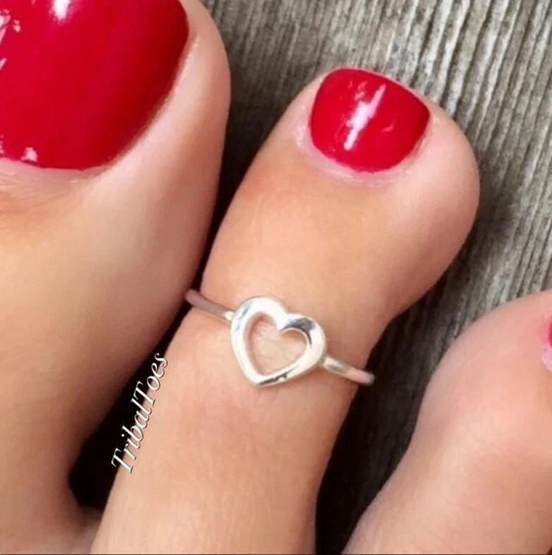 925 Sterling Silver Daily Wear “Open Heart” Gift Solid Metal Women’s Toe Ring
