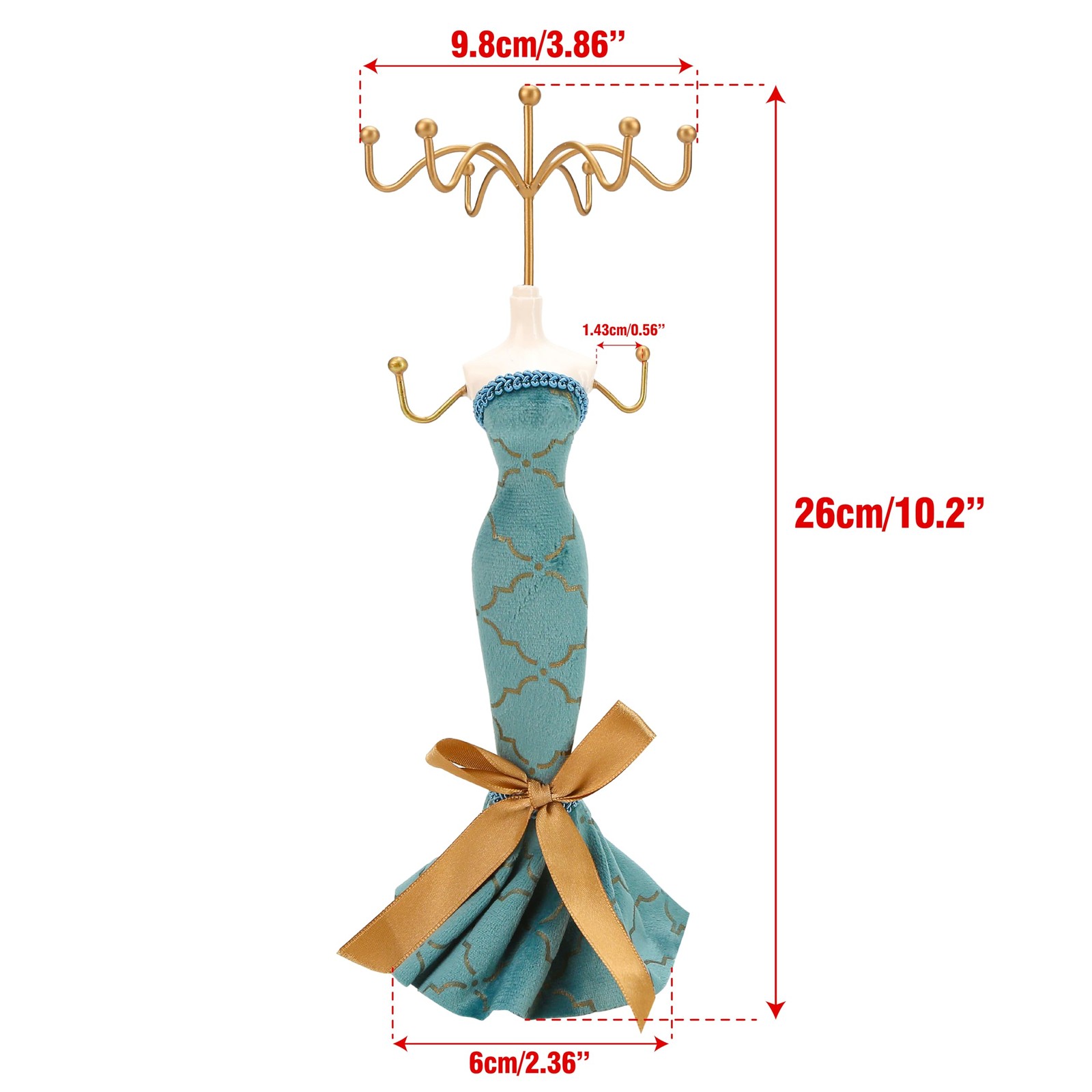 Lady Mannequin Doll Jewelry Stand Holder, 2 Tier Blue Rotating Necklace and B…