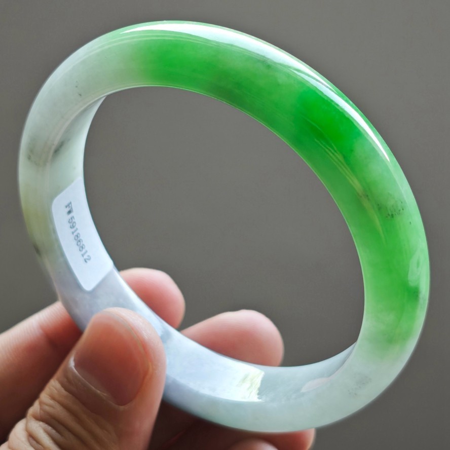 61mm Natural Green Purple Jadeite Jade Bangle Bracelet Burma Jade Bangle 3231