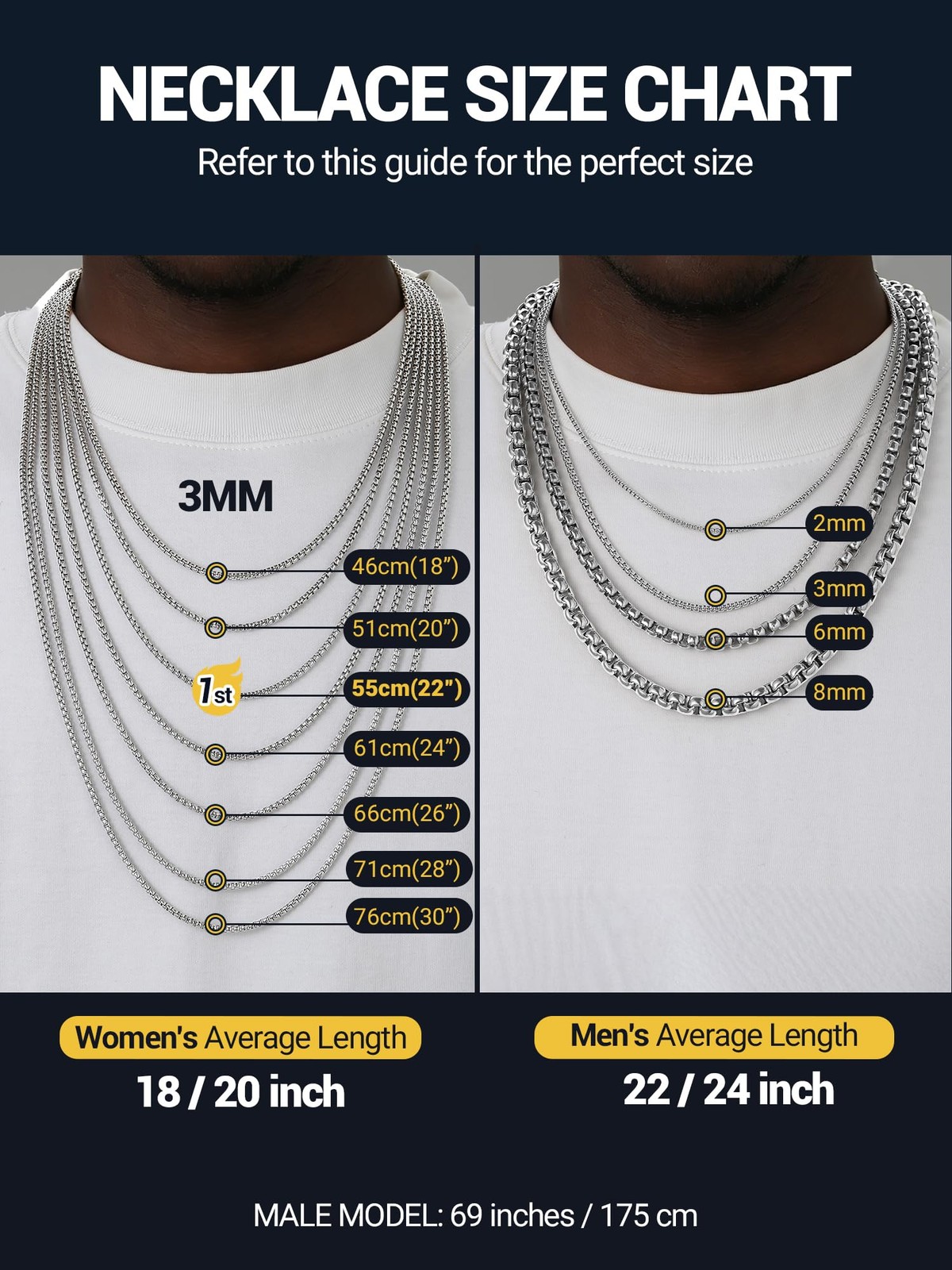 Squre Rolo Link Chains, Stainless Steel Chain Necklace Waterproof & Strong Lo…