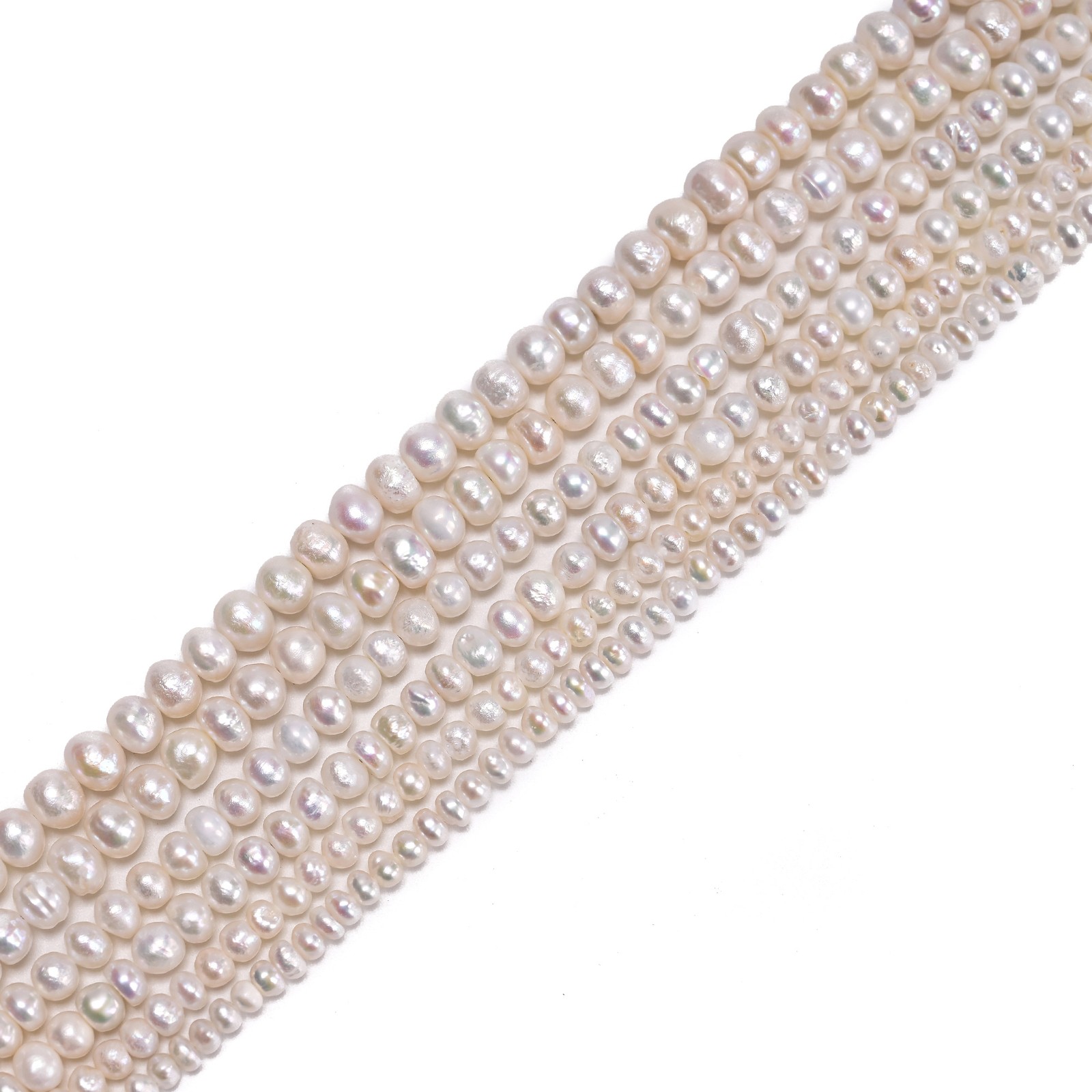 Natural White Fresh Water Pearl Rondelle Beads Size 2x3mm 3x5mm 4x6mm 15”Strand