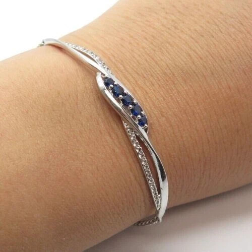 14K White Gold Finish Christmas Gift Bolo Bracelet 4CTRound Lab Created Sapphire