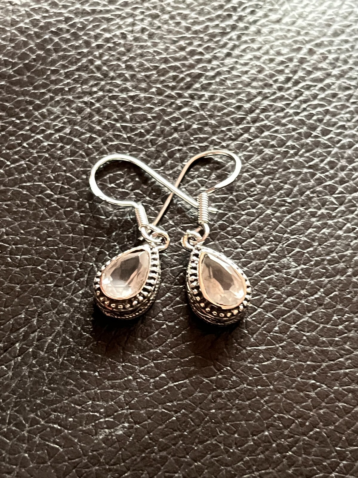Small Costume Earrings Folklore Rose Quartz Silver 925 Silver Hallmarked Very Cute