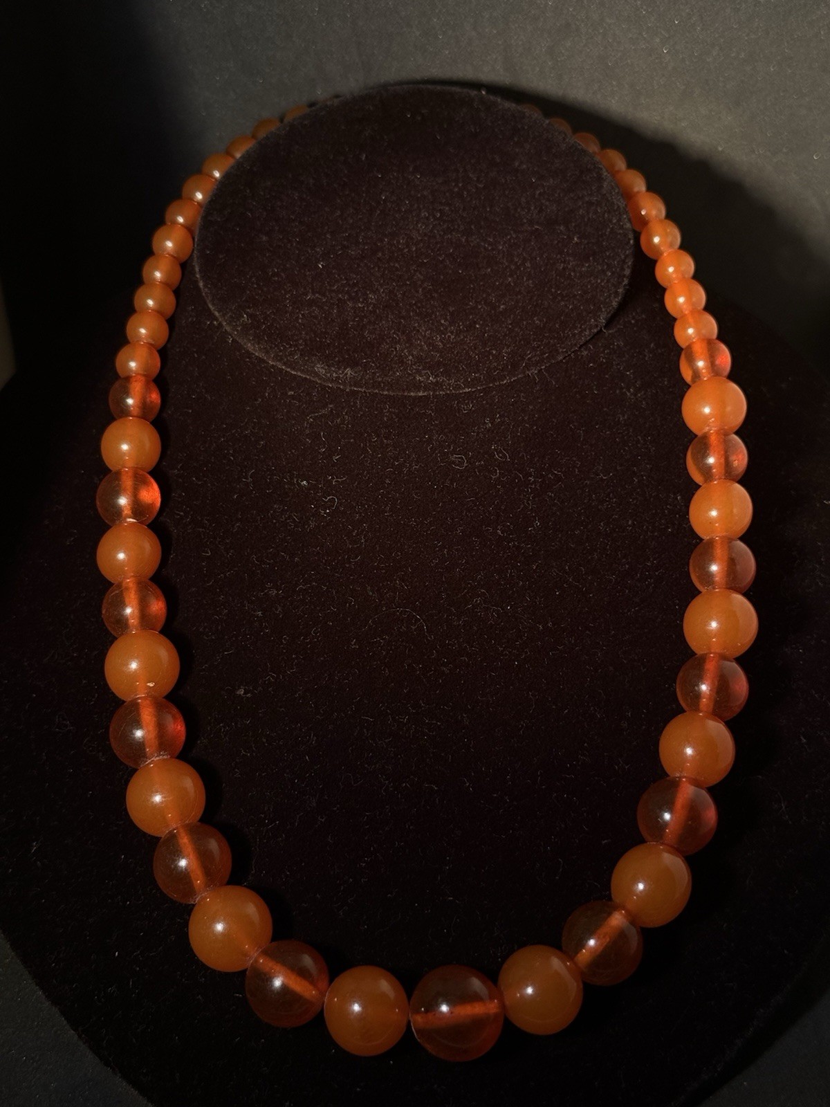 Natural Baltic Amber Necklace 20” Round Egg Yolk Honey Beads 36.98g Lithuania