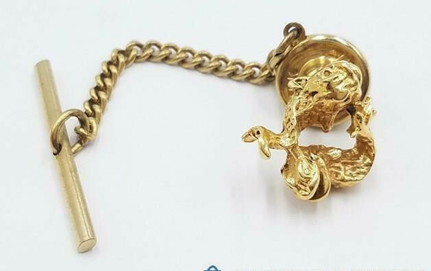 14k Picies 2 KOI fish Ying Yan intertwined tie tack 3.6 gm #340