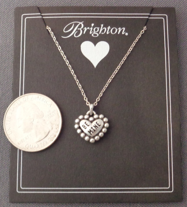 Brighton Be Mine Love Double Side Heart Pendant Necklace New on Card Retired