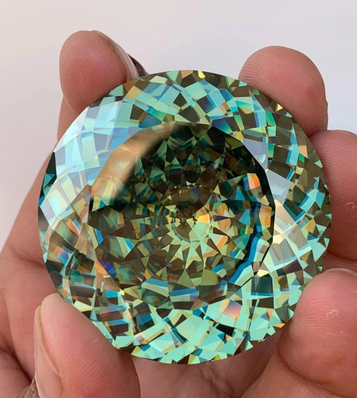 Blue-Green 40.7 Ct Certified Natural Sapphire Sri Lanka Round Cut Loose Gemstone