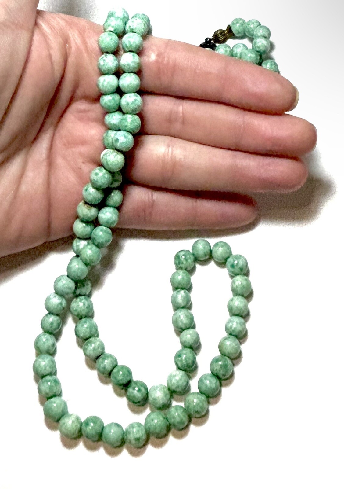 VTG CHINESE EXPORT VICTORIA IMARI STONE Hand Knotted Sterling Silver NECKLACE