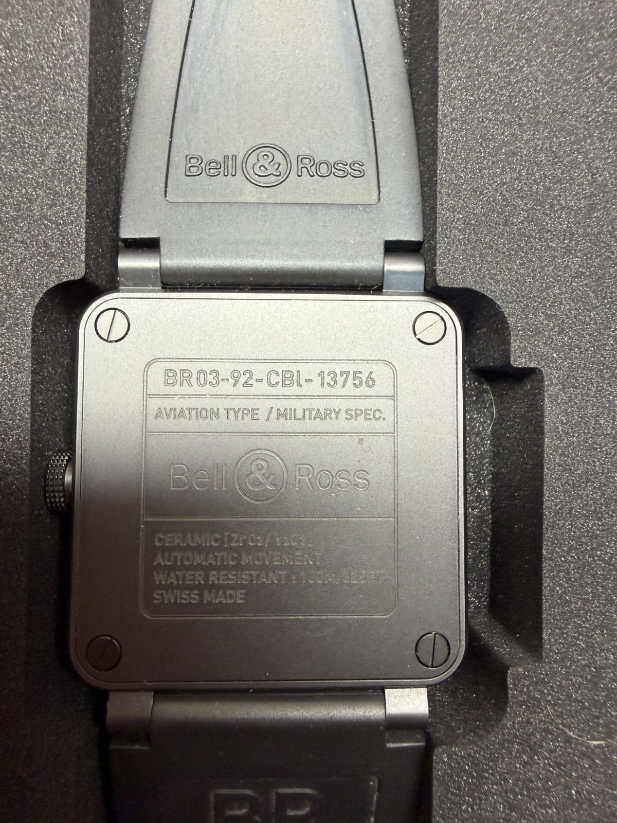 Bell & Ross BR03-92 42mm Matte Black Ceramic Watch, Extra Strap – Excellent Con