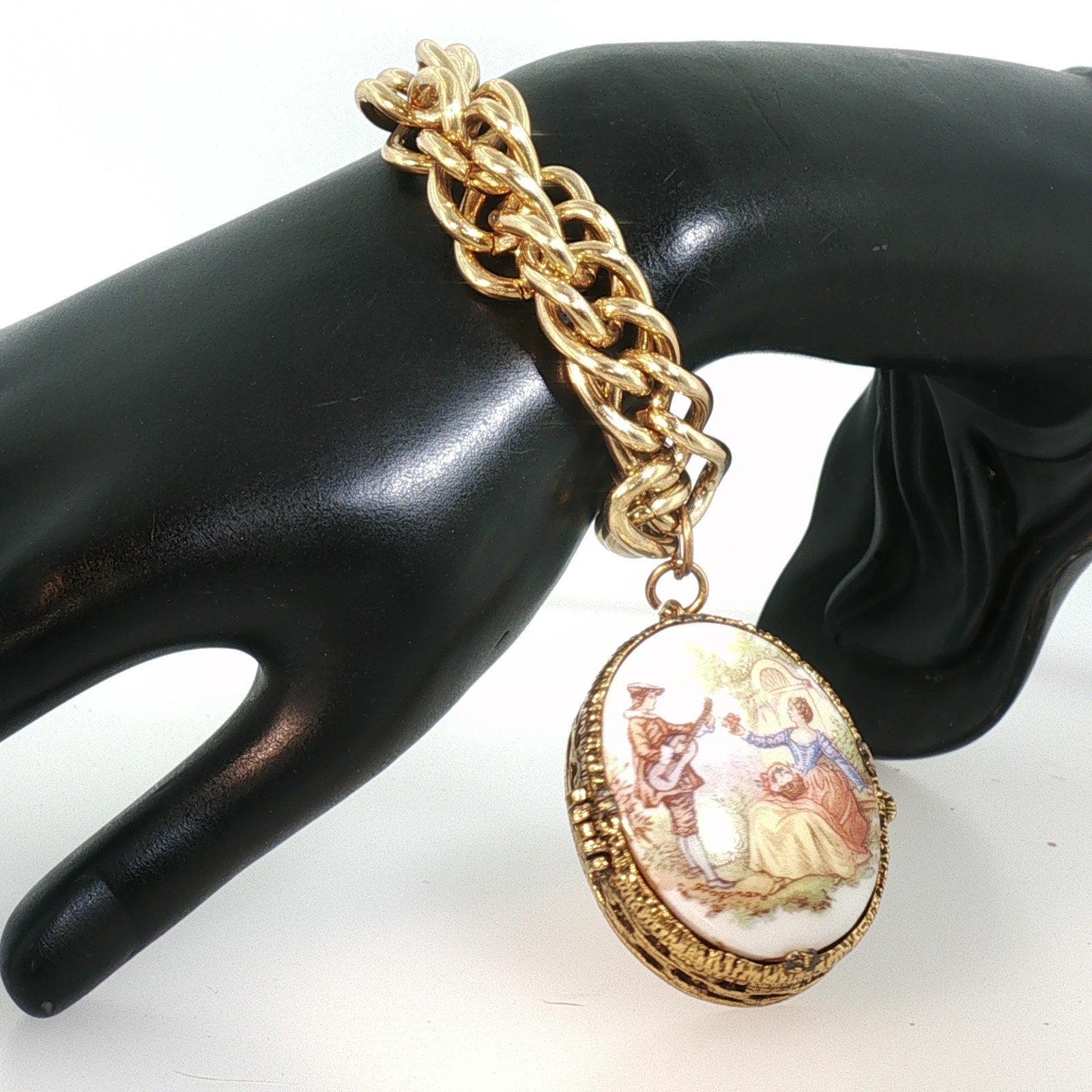Vintage Mary Chess Gold-Tone Locket Bracelet Perfume Jewelry Collectible