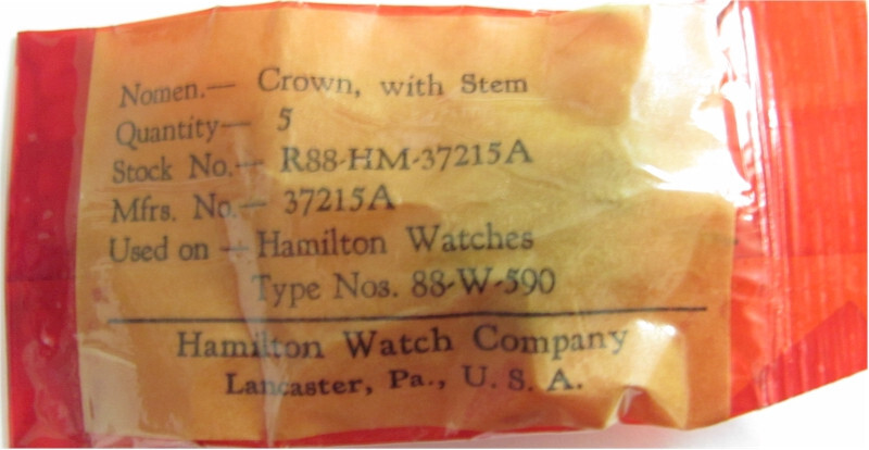 Hamilton Military Crown With Stem-New Old Stock