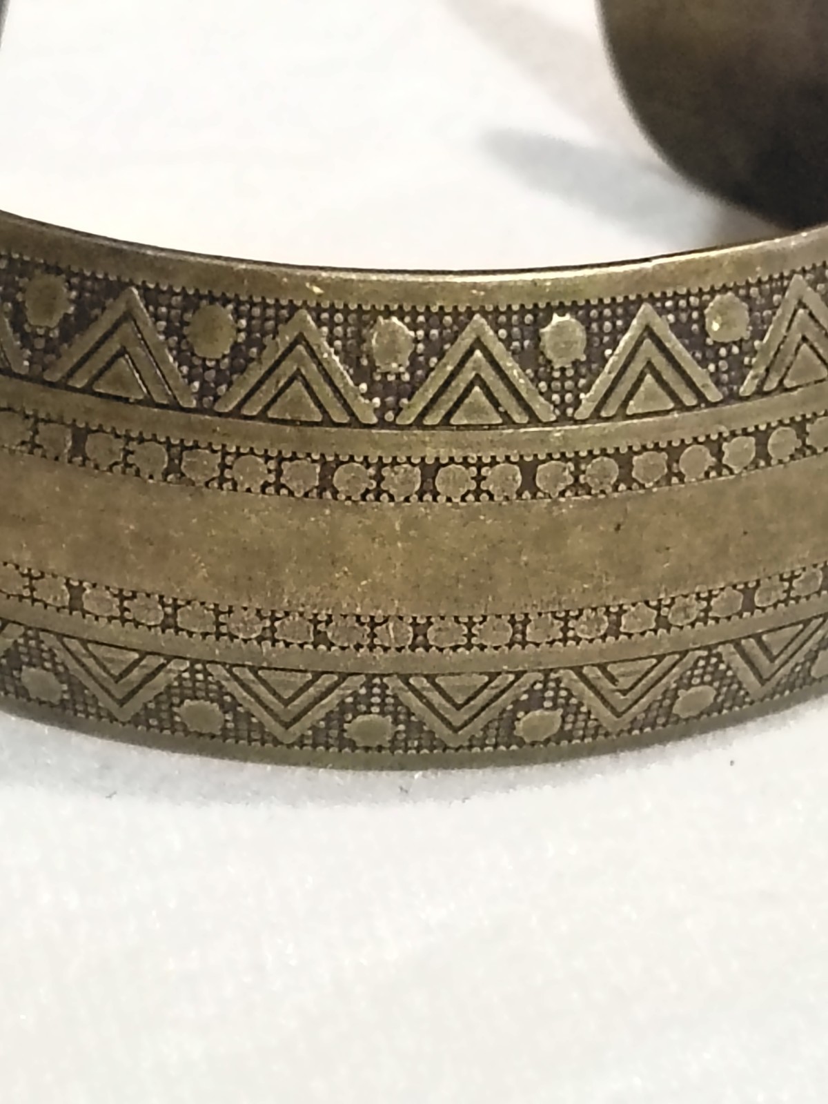 Vintage Antique Bronze Tone Engraved Tribal Cuff Bracelet Boho Aztec Geometric