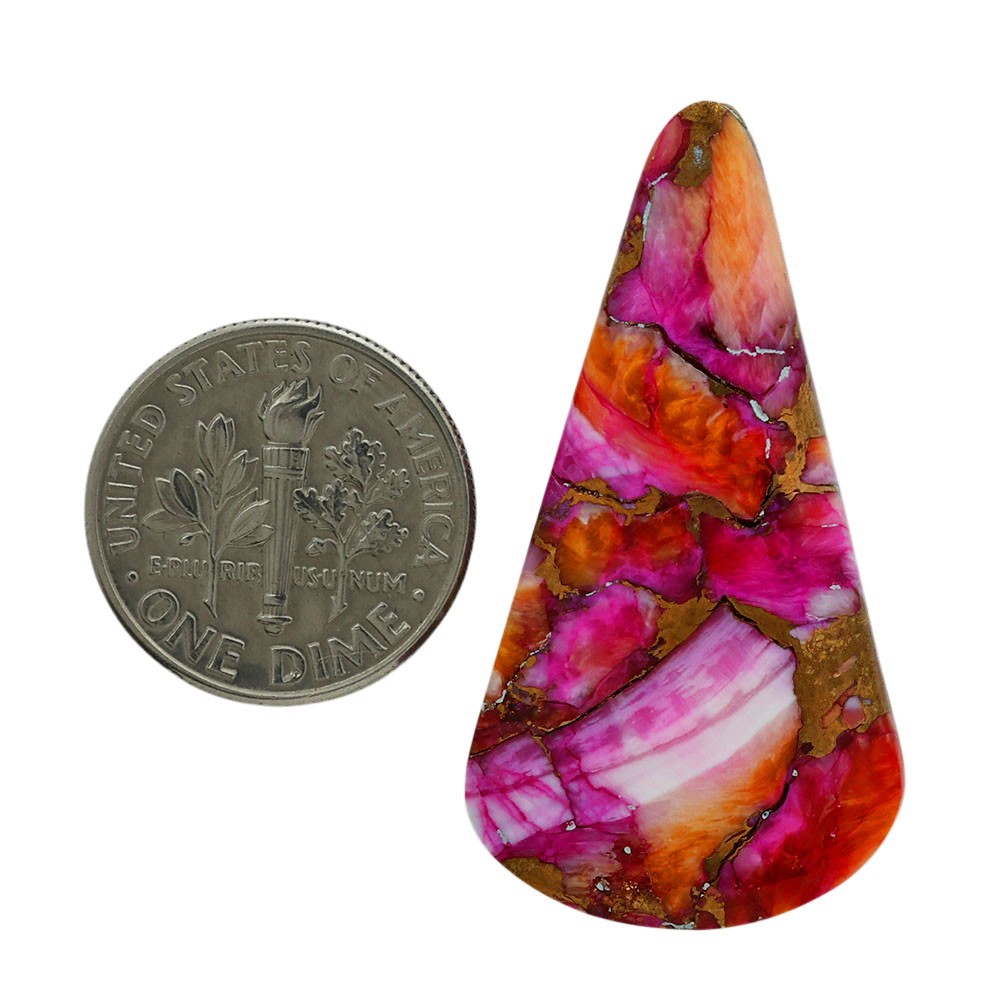 Kingman Orange Dahlia Turquoise 20.1×37.55×4.5 mm Pear Gemstone LS78-06958