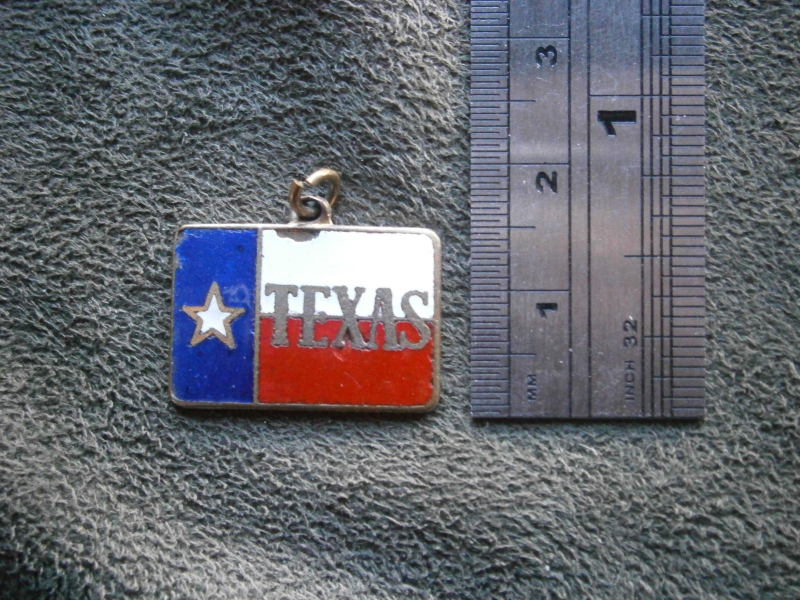 Texas Flag Vintage Goldtone Enamel Bracelet Charm Pendant 3.0g