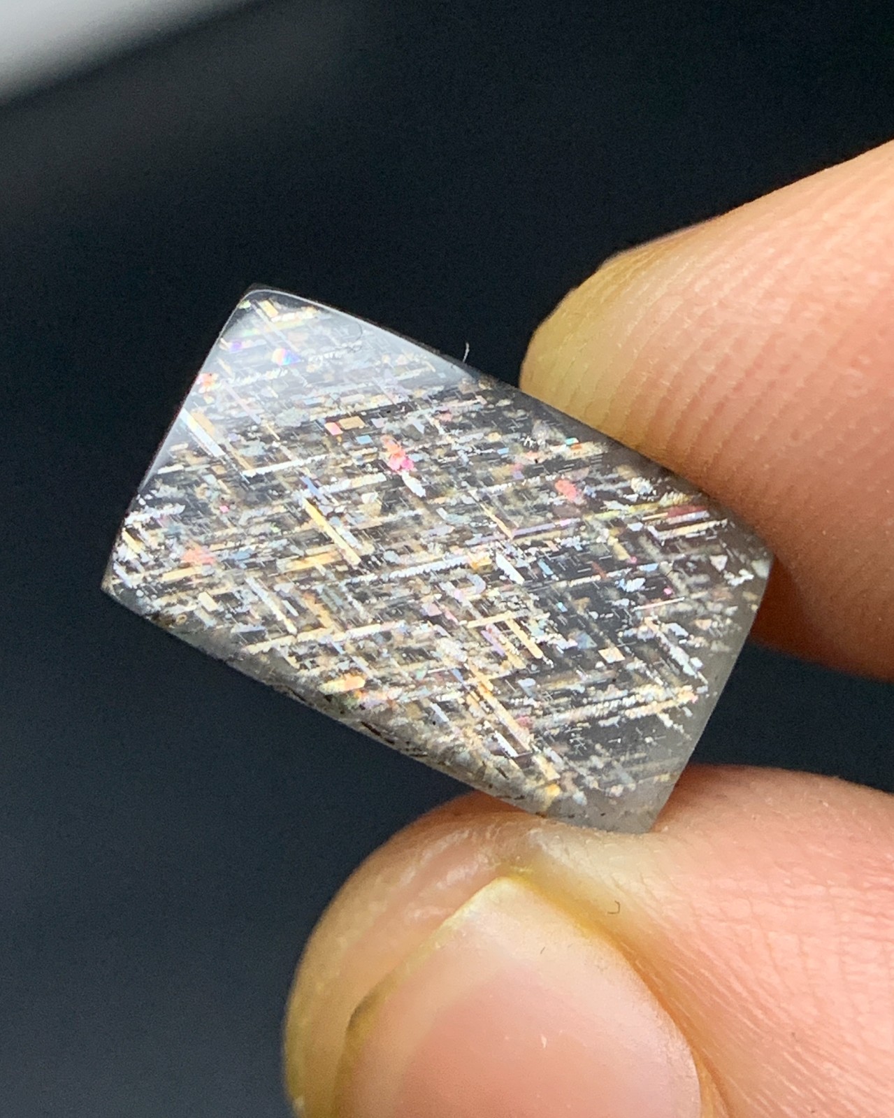 Natural Australian Rainbow Lattice Sunstone 3.49 Carat 12.8×7.8 MM Cushion Shape