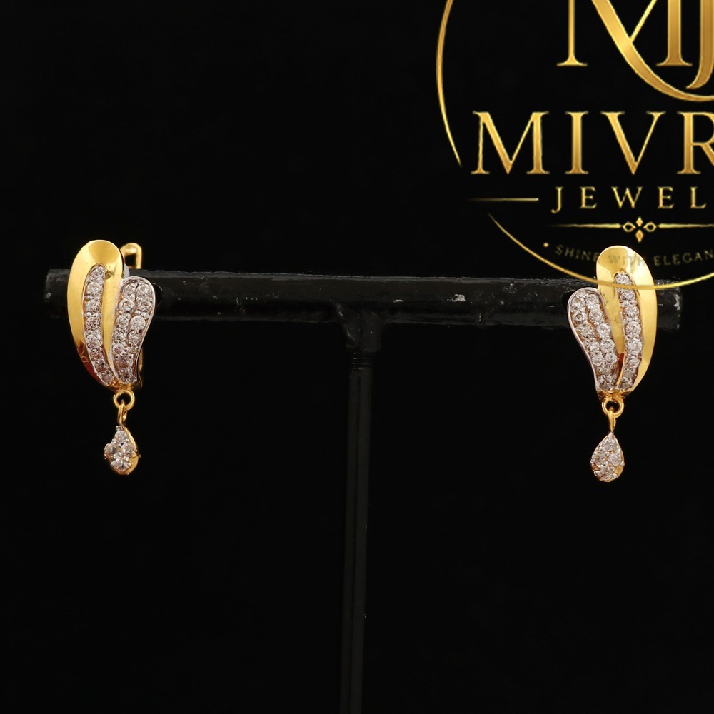 22K Print Dazzling Gold Stud Earrings 2.2cm Lightweight Fine Jewelry Gift