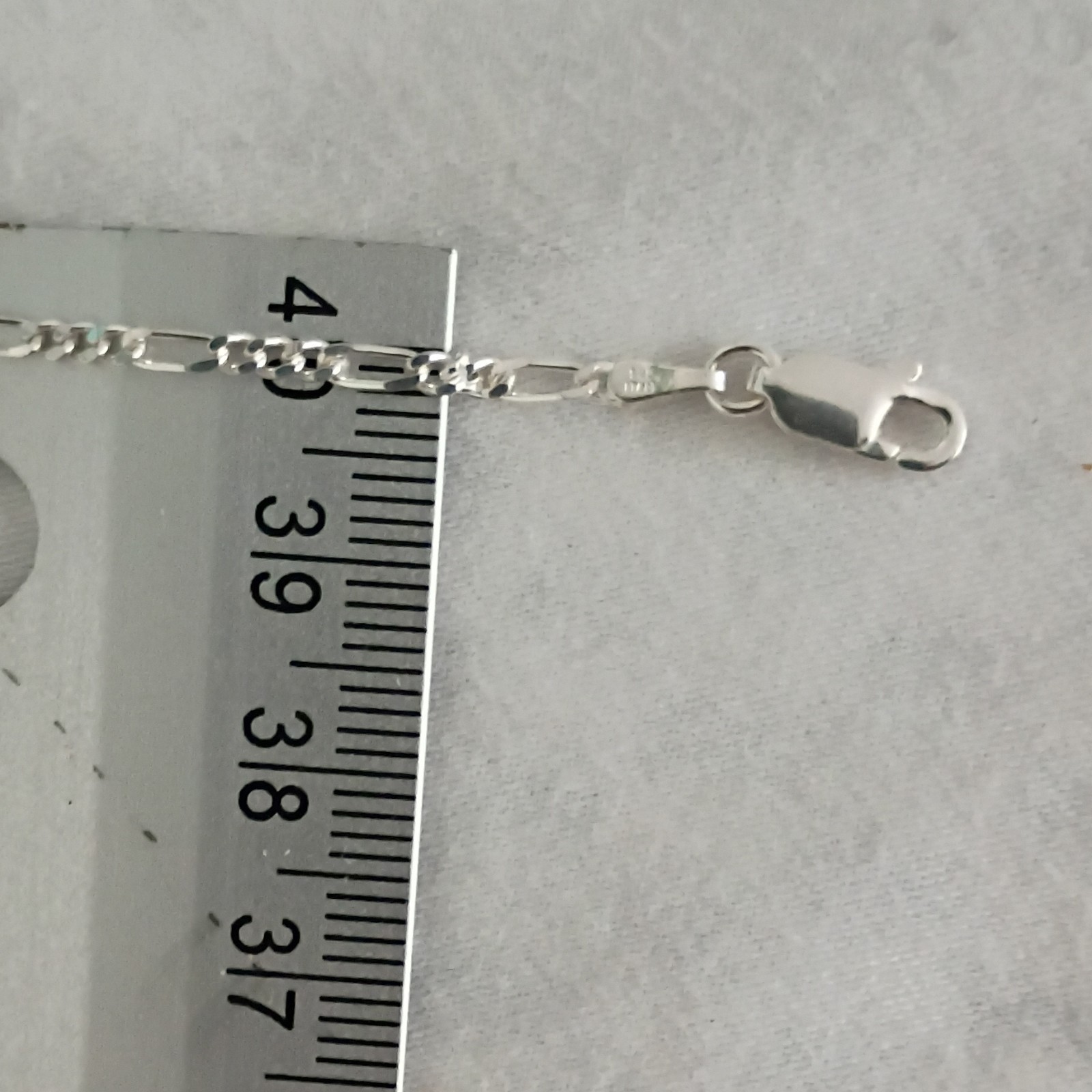 Sterling Silver .925 Diamond Cut Figaro Chain Anklet Lobster Clasp 8 Inch 2mm