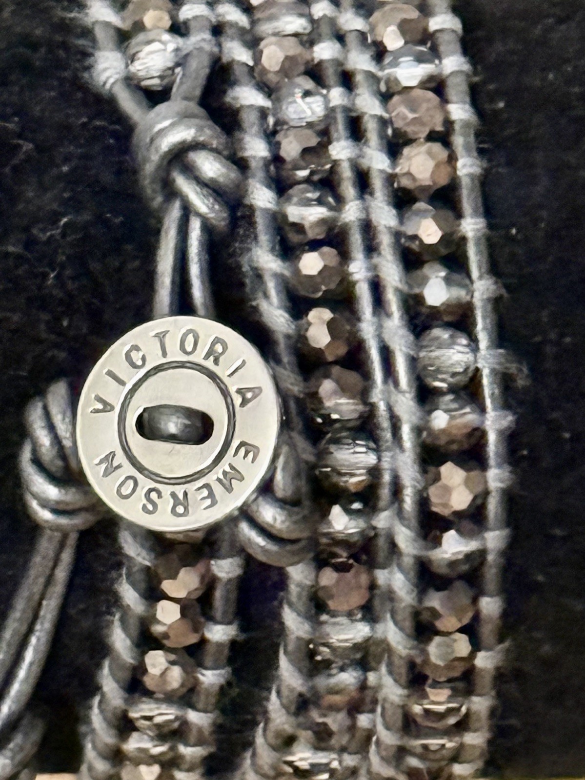 Victoria Emerson Wrap Bracelet Light Gray Crystals on Gray