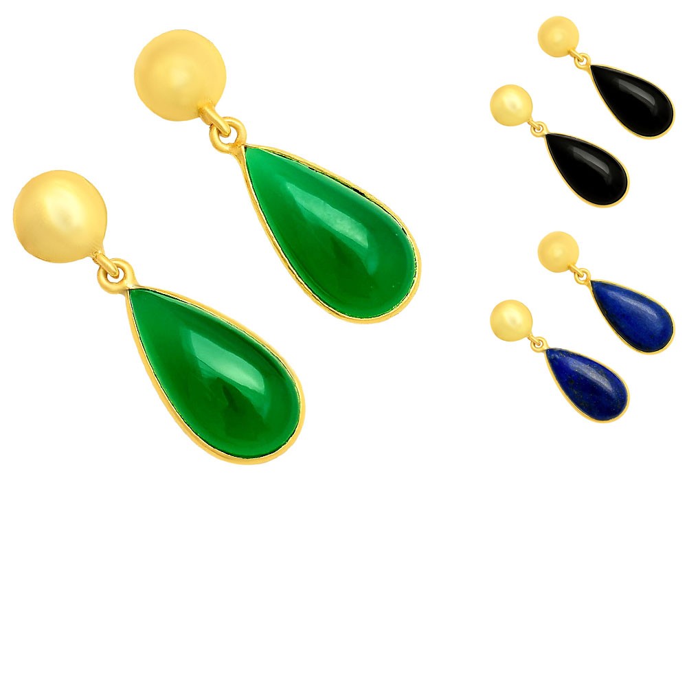 Elegant Teardrop Colorful Gemstone Earrings in 18K Gold Over Brass TGE1019