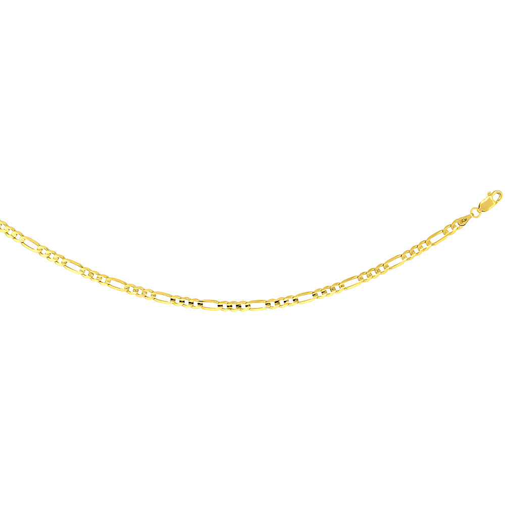 10k Solid Yellow Gold Figaro Chain Necklace 2.23mm-10.25mm Sz 16-30 Inches