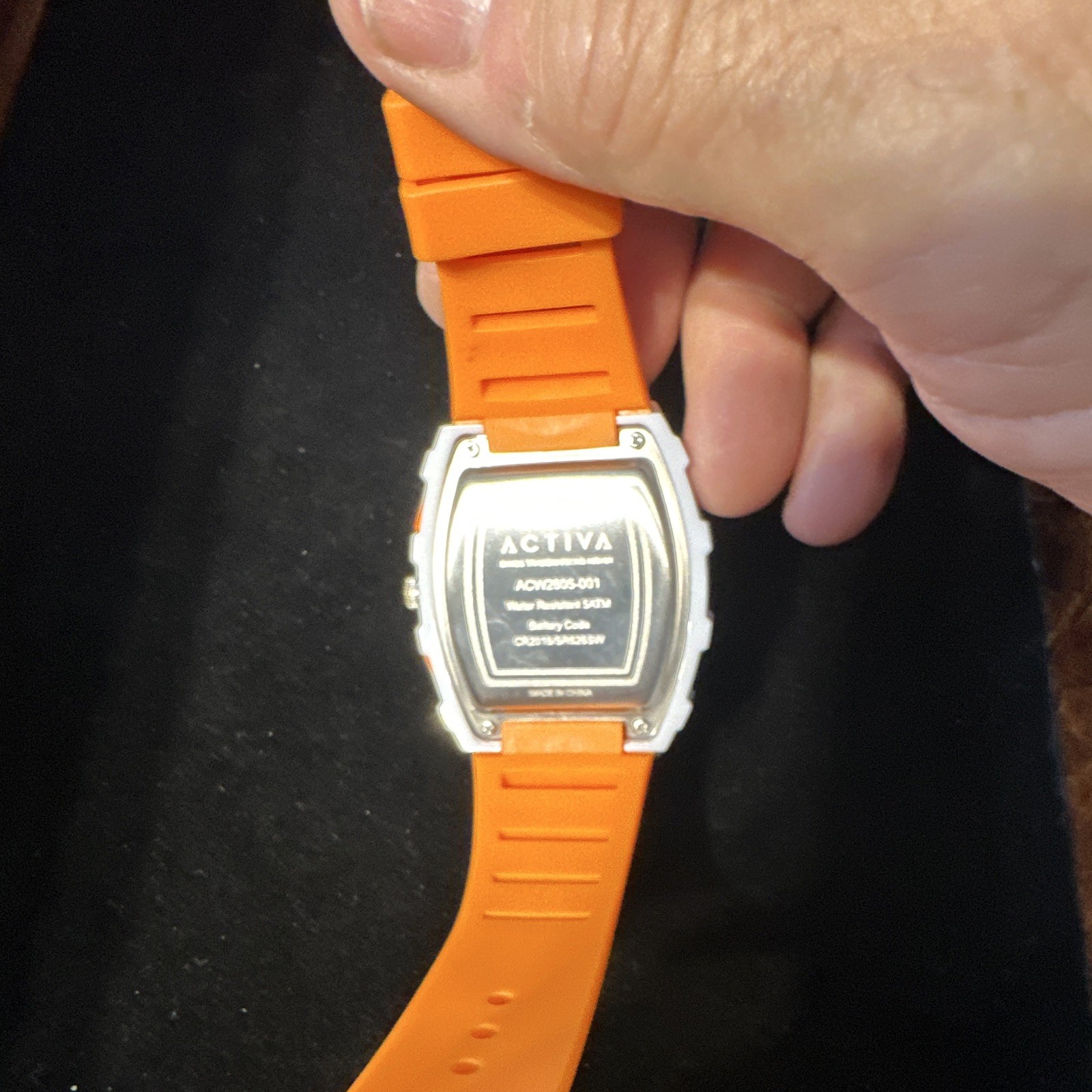 Activa Quartz Chronograph 48mm Tonneau Black/Orange Dial Orange Rubber Strap