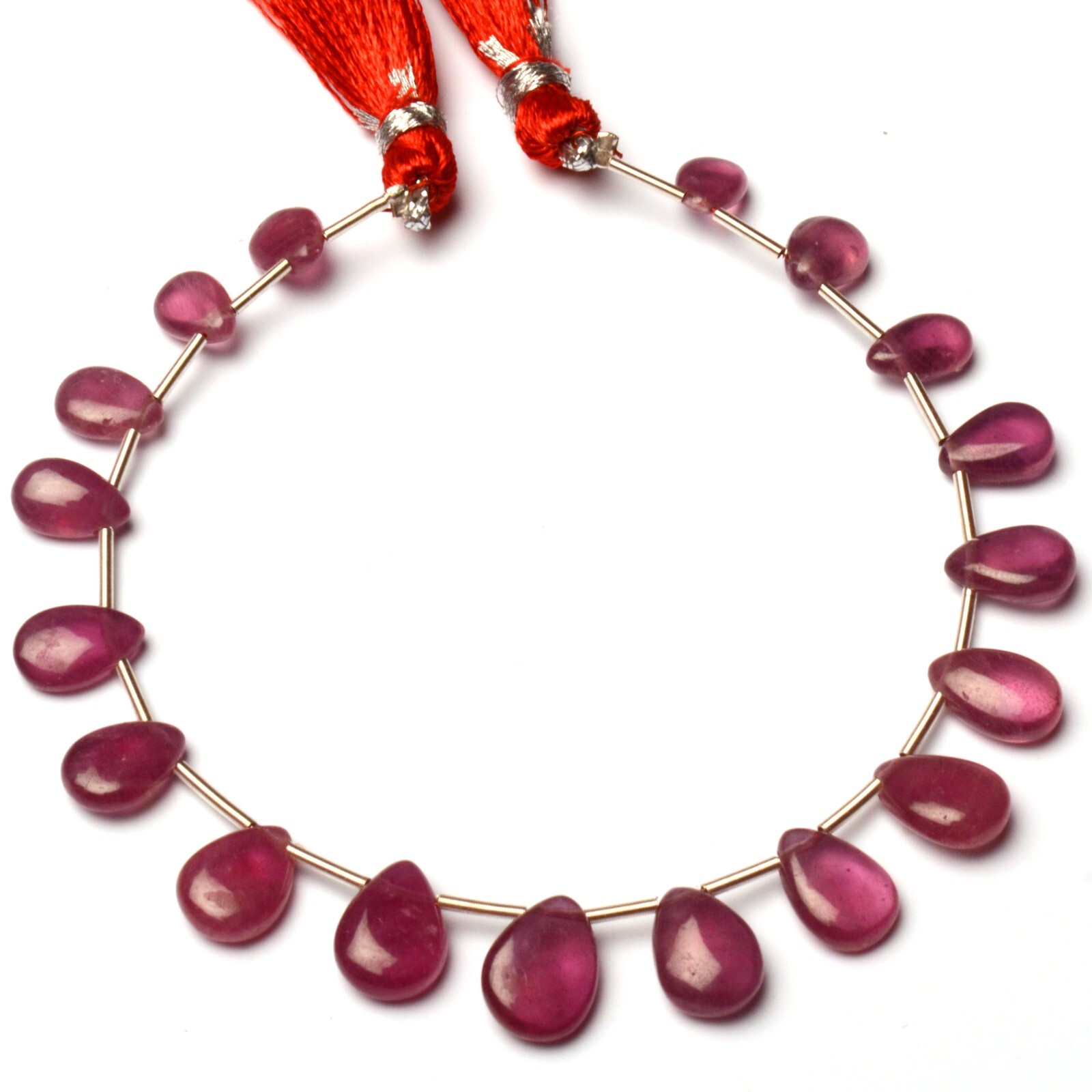 Natural Sri Lanka Pink Sapphire Gem 8×6 to 10×8 mm Size Pear Beads 7″ Strand