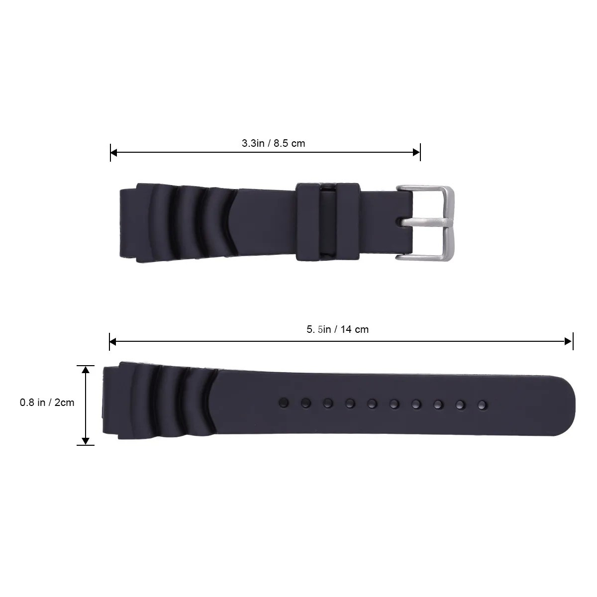 SEIKO Rubber Strap for SKX007 Divers Watch 22mm Z22 Black w/tool and spring bars