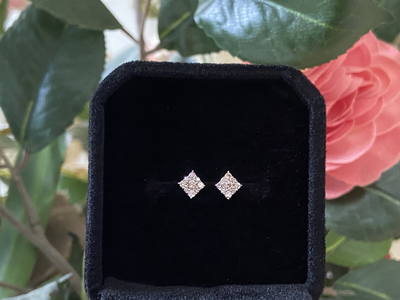 0.2 Carat Diamond Studded Earrings Set In 18k Fine White Gold/ Dainty/ For Her